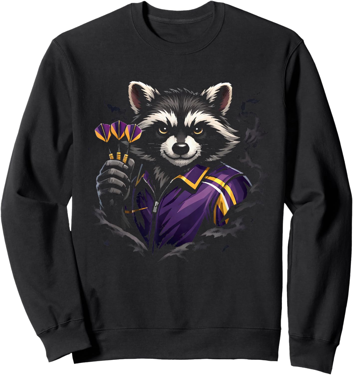 Lustiges Dart Waschbär Outfit Darts Werfen Dartboard Trikot Sweatshirt - Sweatshirt | Black