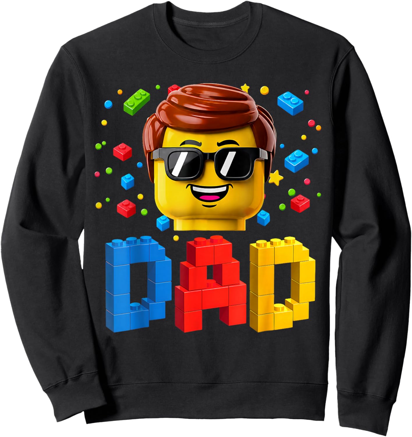 Dad Master Builder Building Bricks Blocks Family Fathers Day Sweatshirt - Sweatshirt | Black
