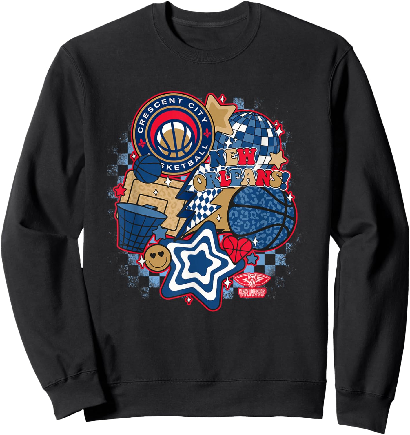 NBA New Orleans Pelicans Psychedelic Basketball Collage Sweatshirt - Sweatshirt | Black