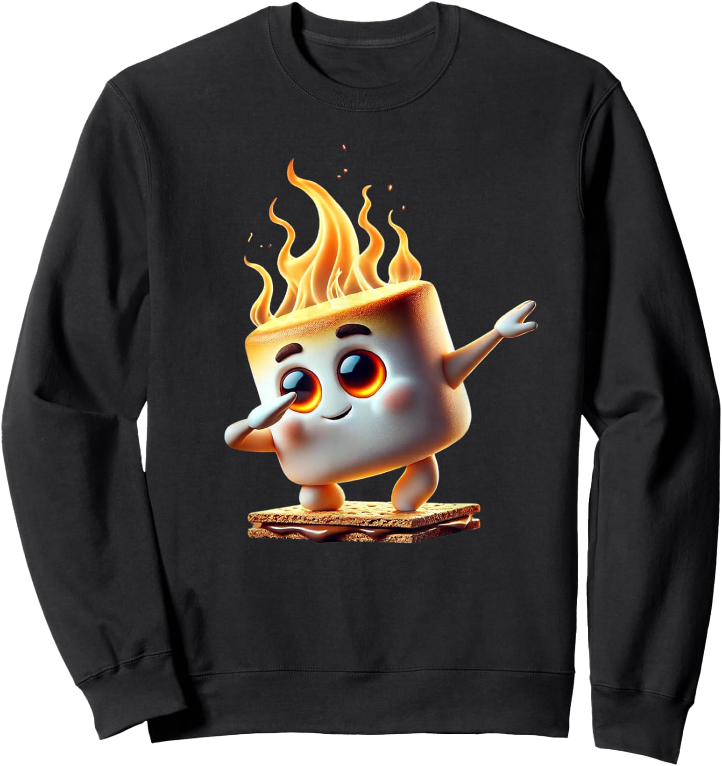 Dabbing Smore Marshmallow Cute Dab Dance Camping Camper Gift Sweatshirt - Sweatshirt | Black