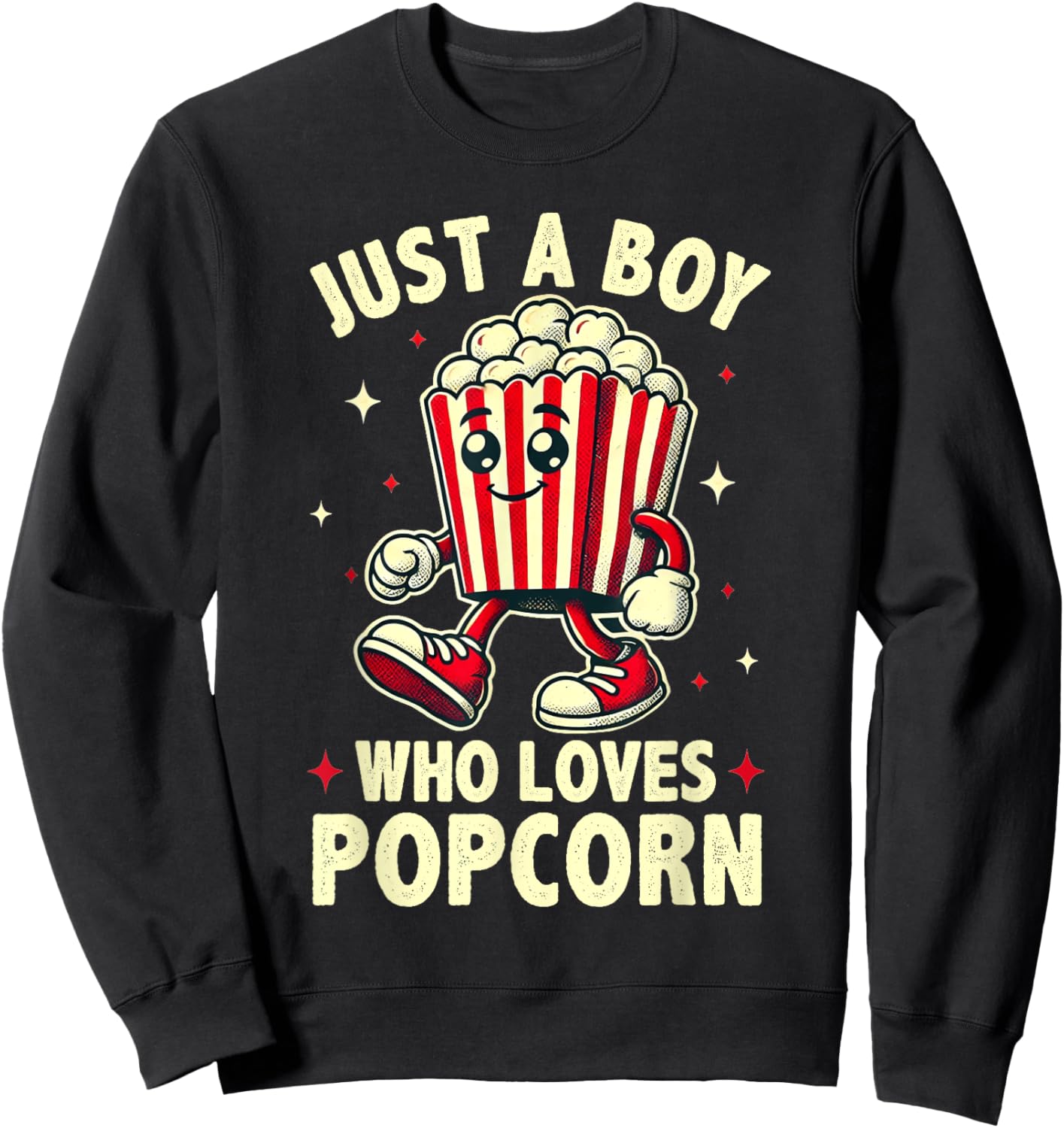 Just a Boy Who Loves Popcorn Boys Popcorn Lover Sweatshirt - Sweatshirt | Black