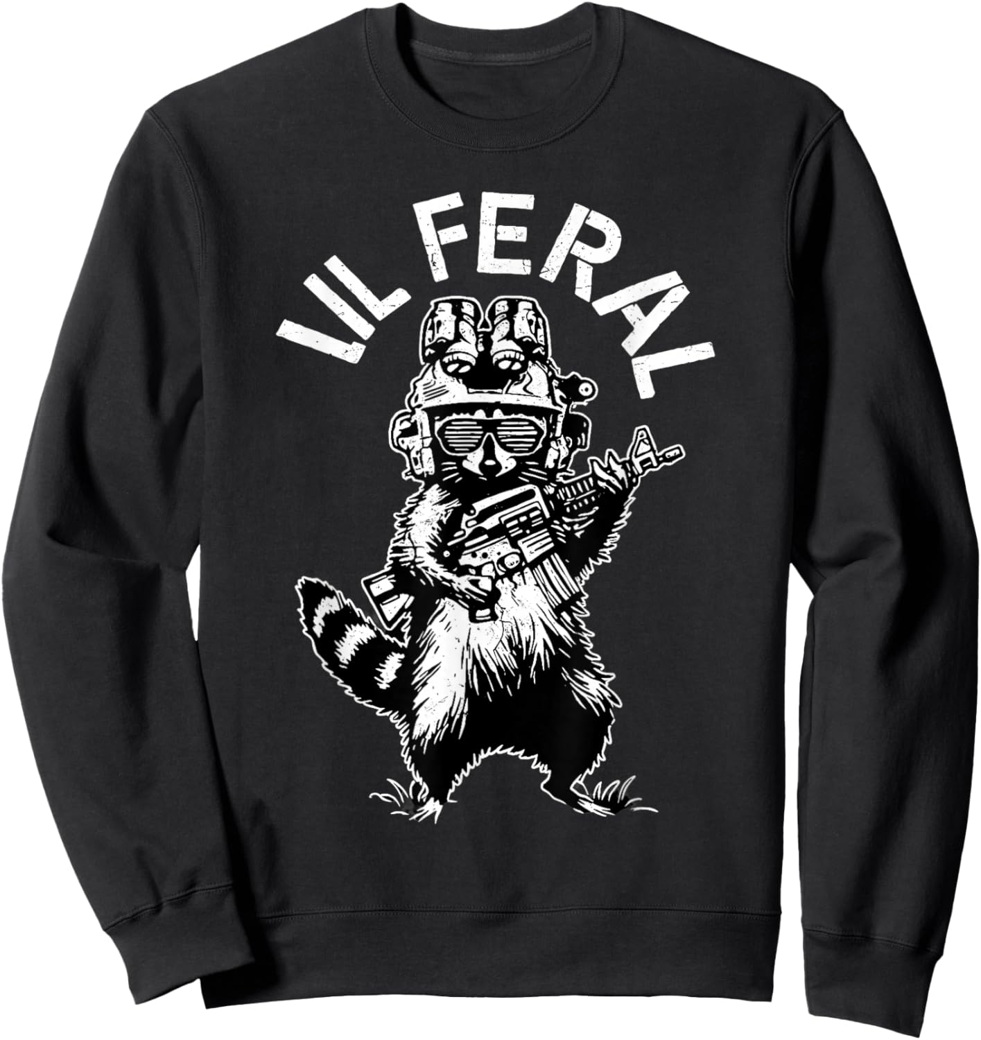 Lil Feral Raccoon Shirt for Kids Funny Raccoon Lover Sweatshirt - Sweatshirt | Black