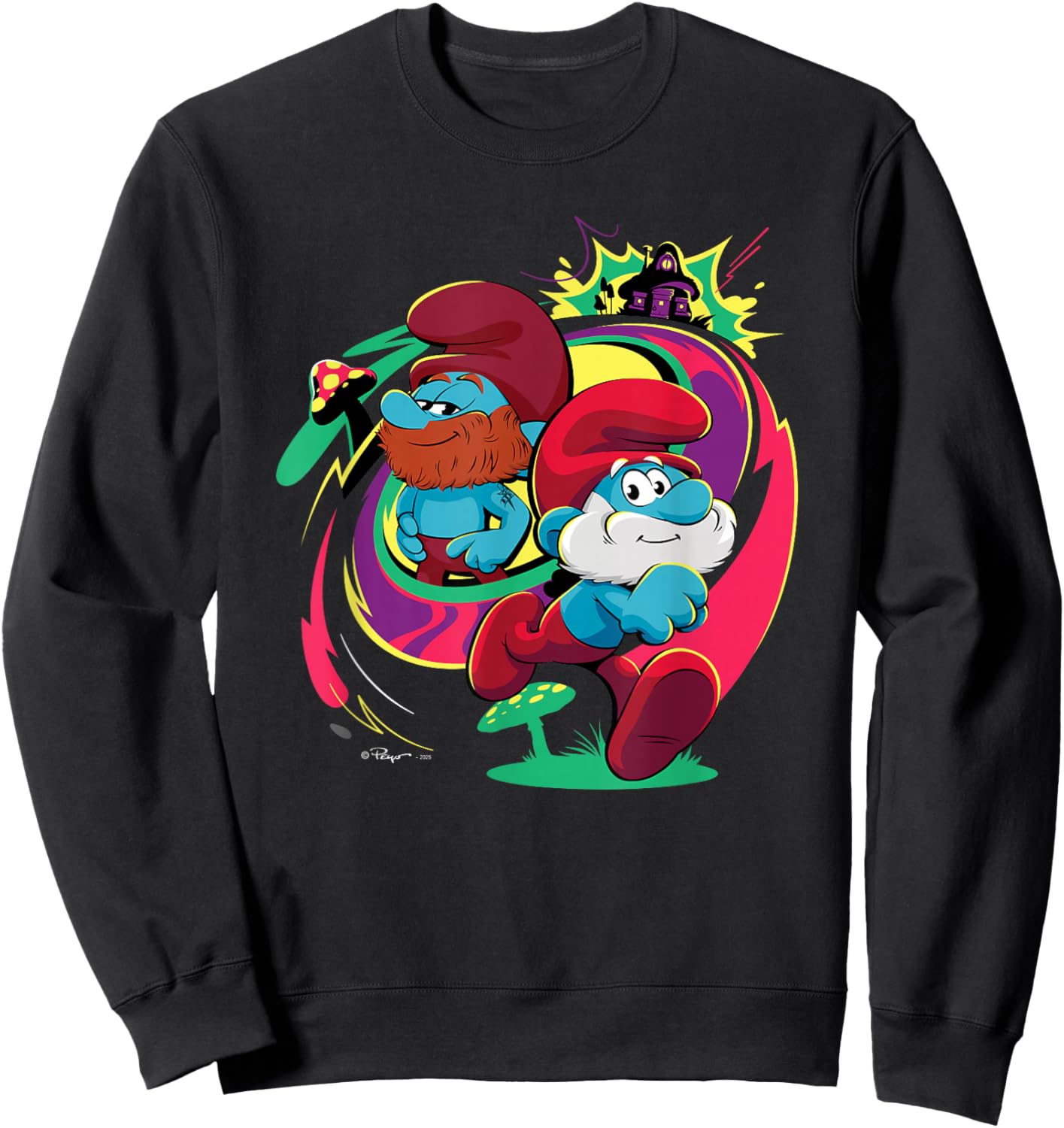 The Smurfs Movie Papa Smurf and Ken Smurf Sweatshirt - Sweatshirt | Black