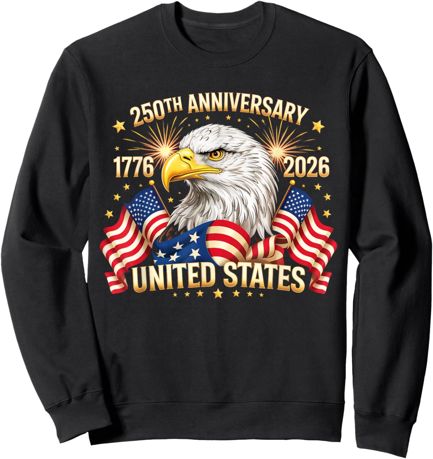 250 Years American Anniversary 1776–2026 USA-Flagge Sweatshirt - Sweatshirt | Black