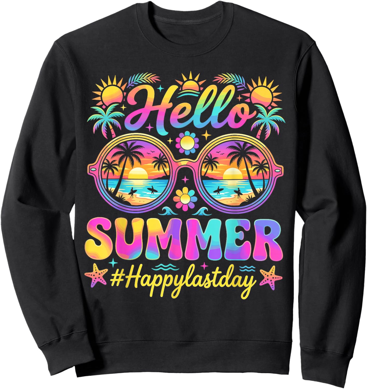 Hello Summer Last Day of School Teacher Kids Sweatshirt - Sweatshirt | Black