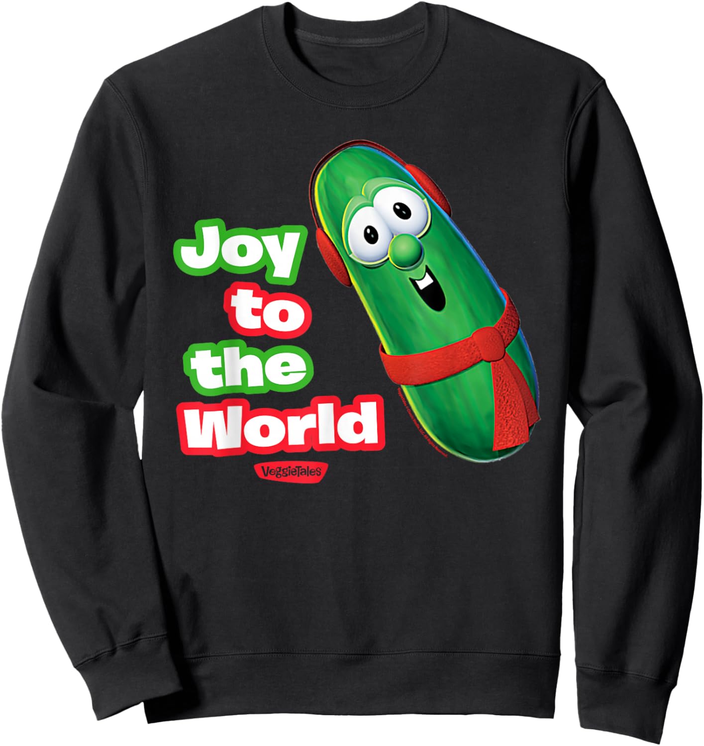 VeggieTales Joy to The World Larry The Cucumber Sweatshirt - Sweatshirt | Black