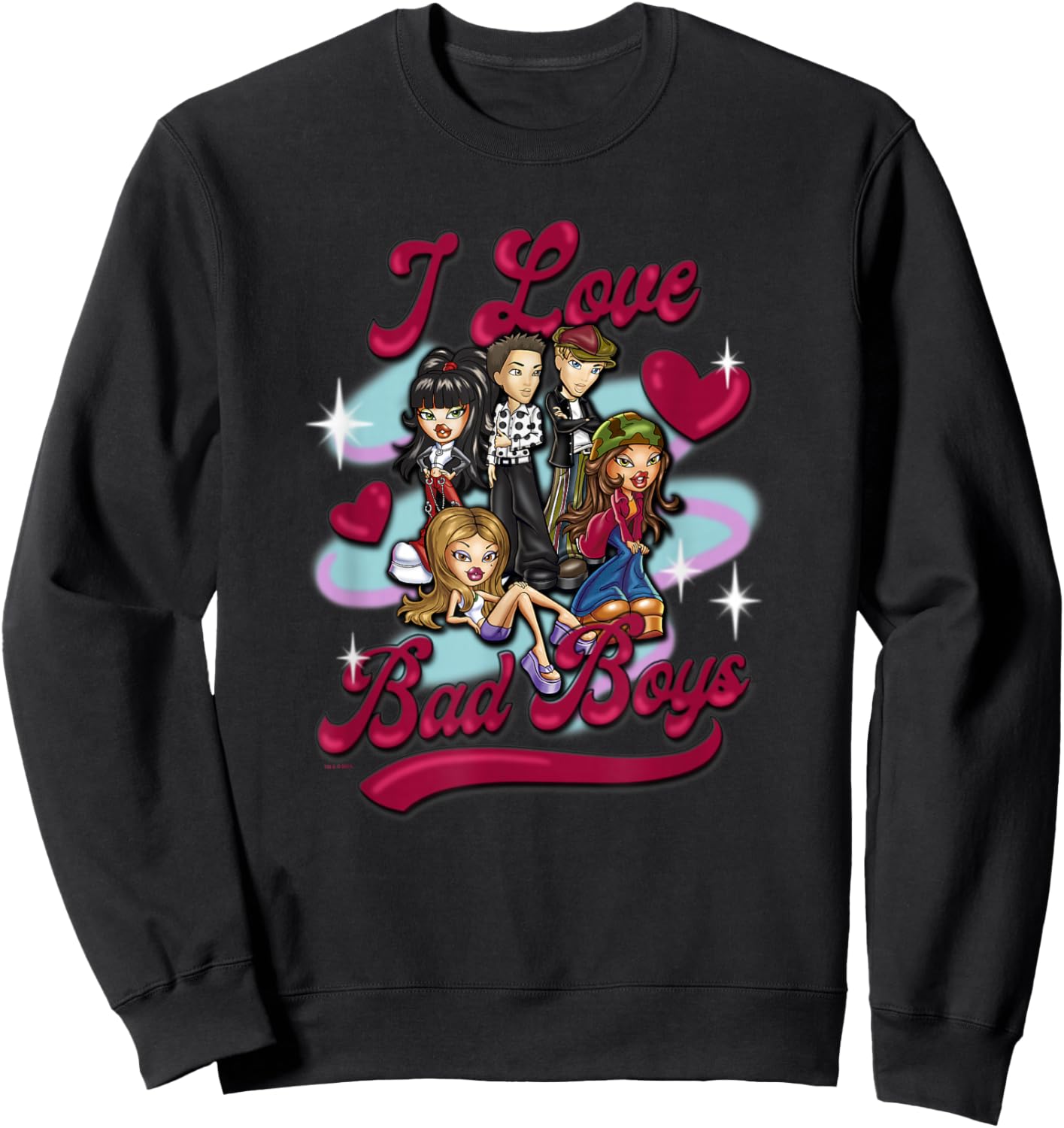 Bratz I Love Bad Boys Valentine's Day Airbrush Sweatshirt - Sweatshirt | Black