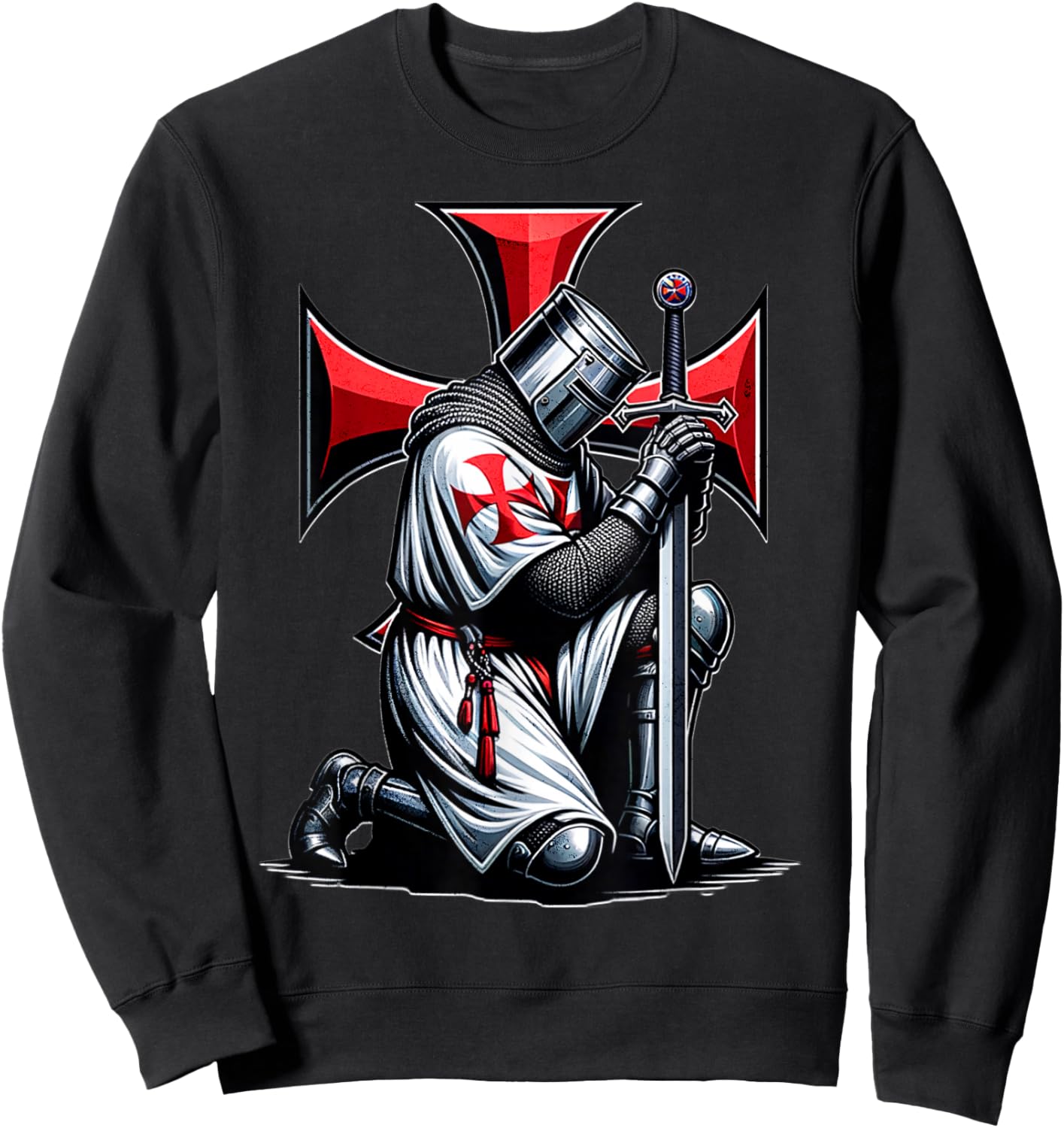 Knight Templar Cross Christian Warrior Crusader Sweatshirt - Sweatshirt | Black