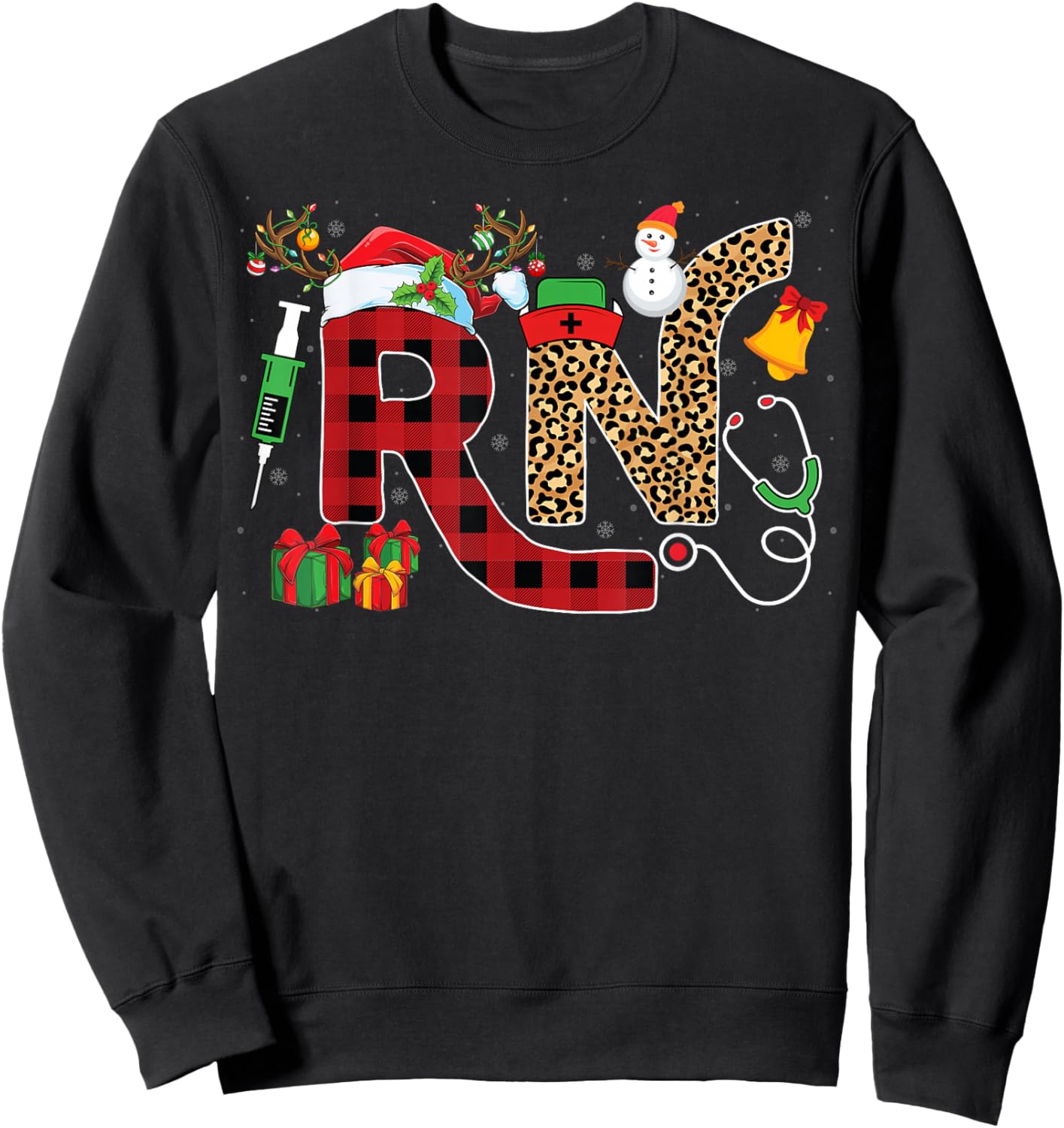 Registered Nurse Santa Hat Xmas Party RN Nursing Christmas Sweatshirt - Sweatshirt | Black