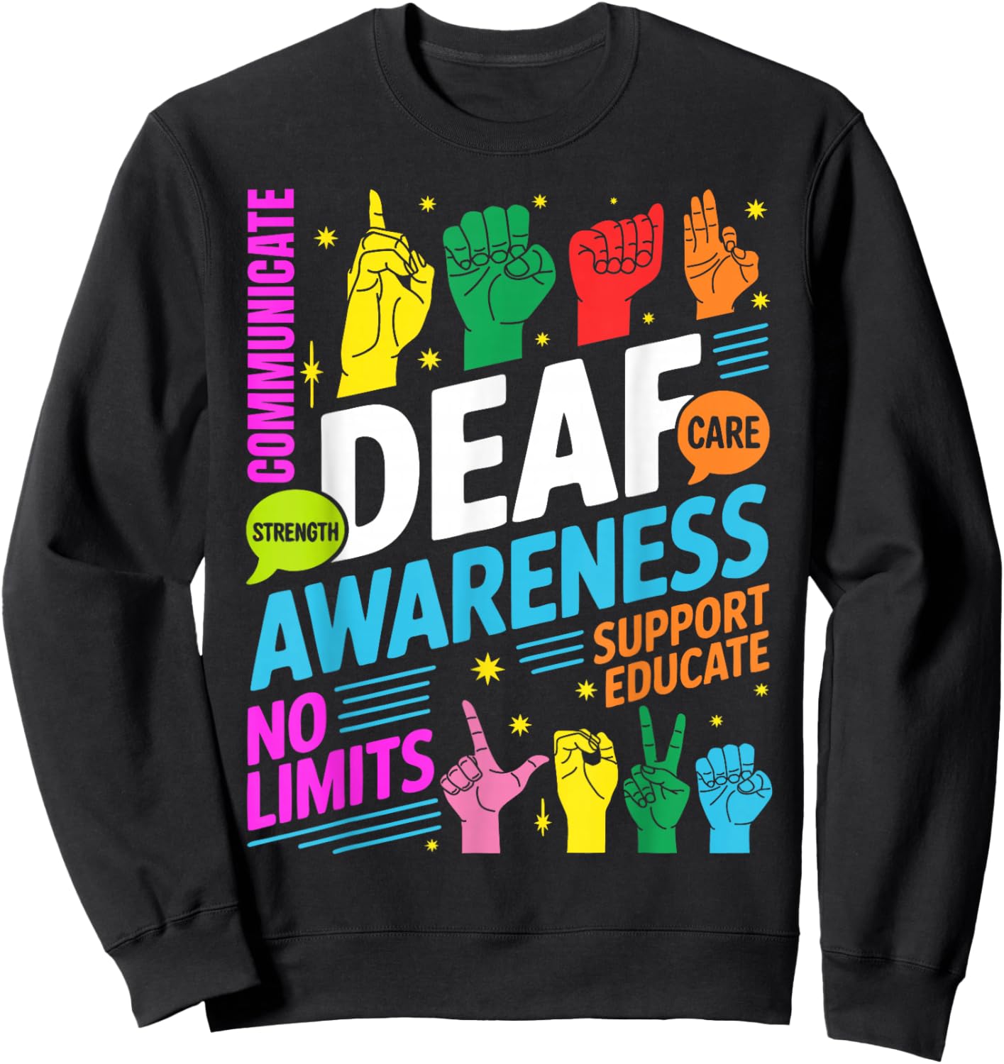Deaf Awareness Sign Language Interpreter ASL Interpreter Sweatshirt - Sweatshirt | Black