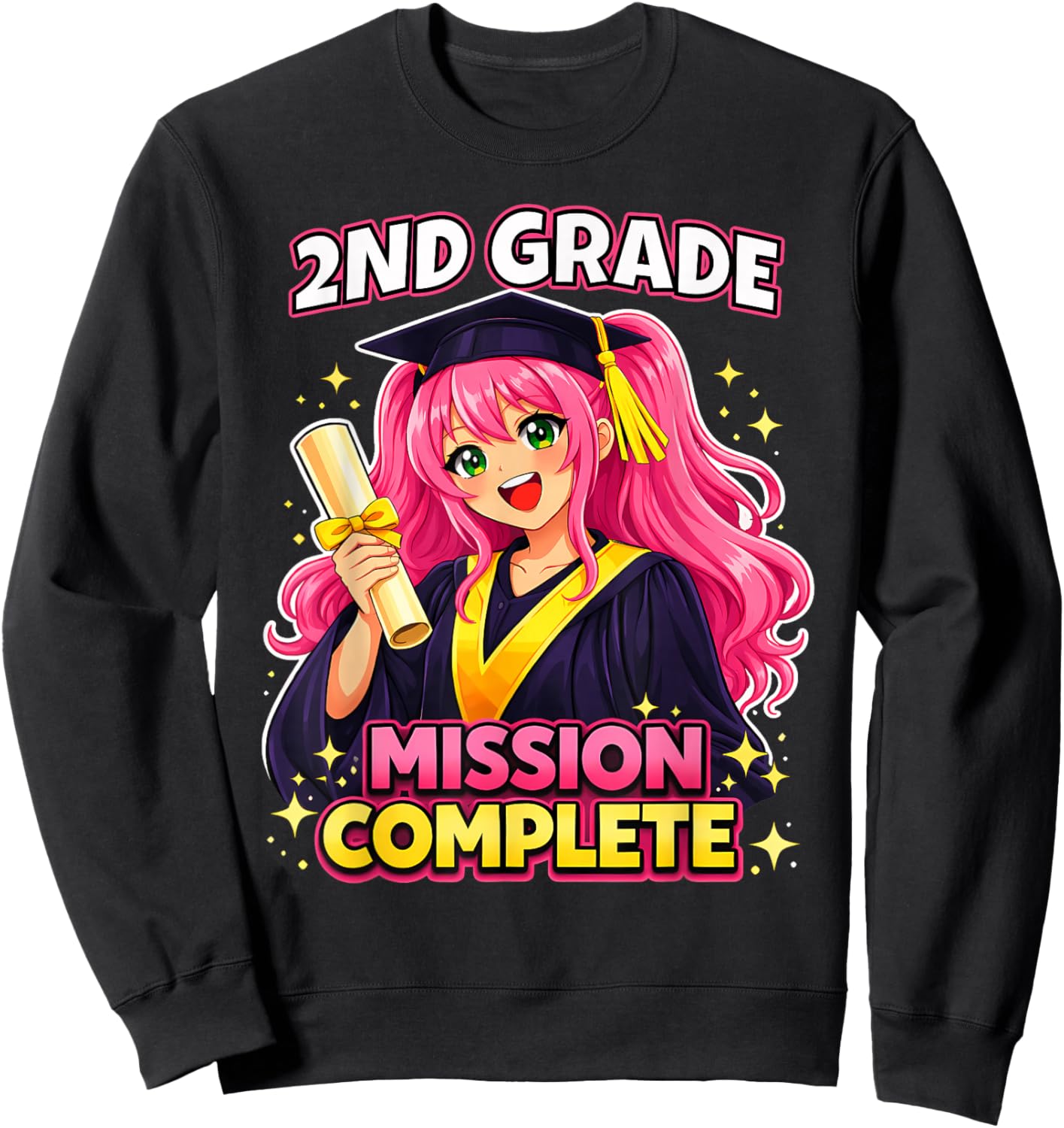 2nd Grade Graduation Mission Complete Class of 2026 Girl Sweatshirt - Sweatshirt | Black