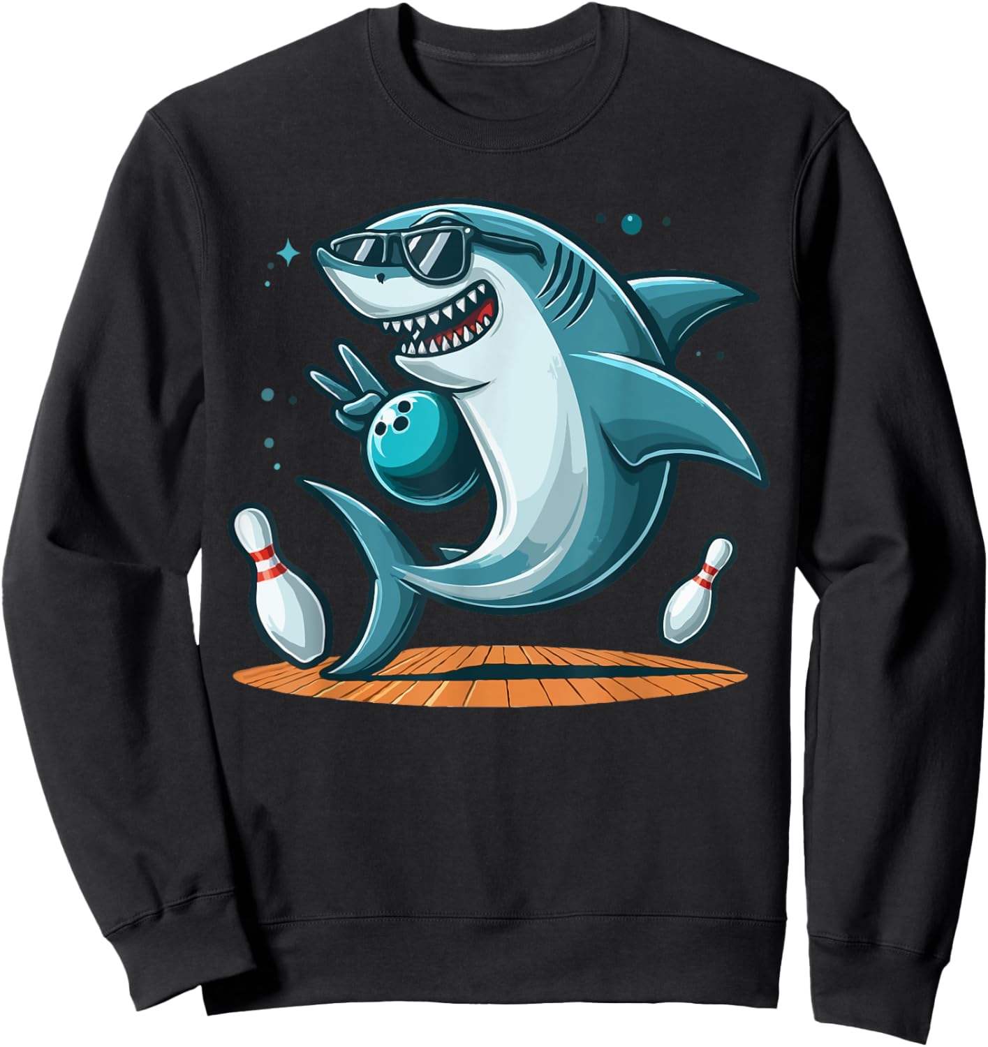 Funny Bowling Graphic Shark Bowling Design Funny Bowling Sweatshirt - Sweatshirt | Black