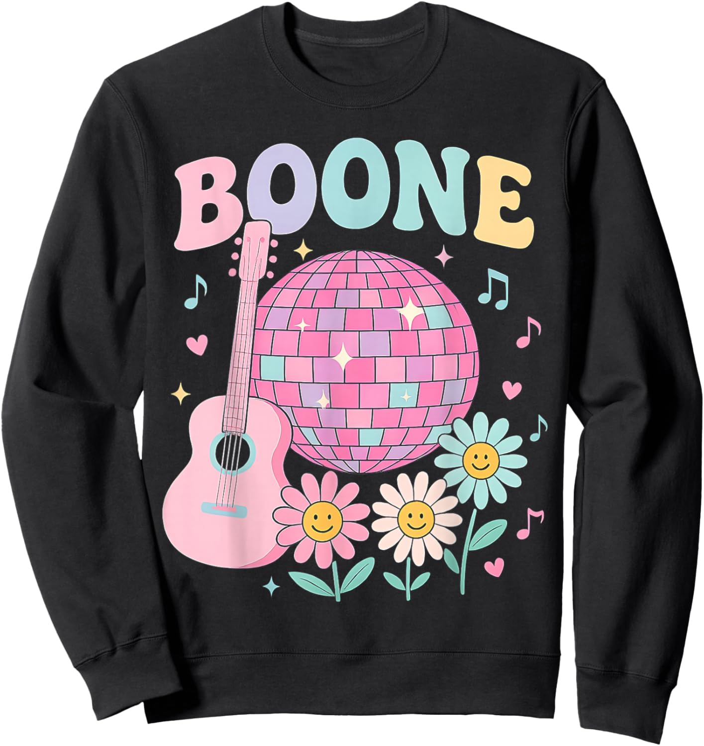 Boone Family Name I Love Boone Personalized Vintage Sweatshirt - Sweatshirt | Black