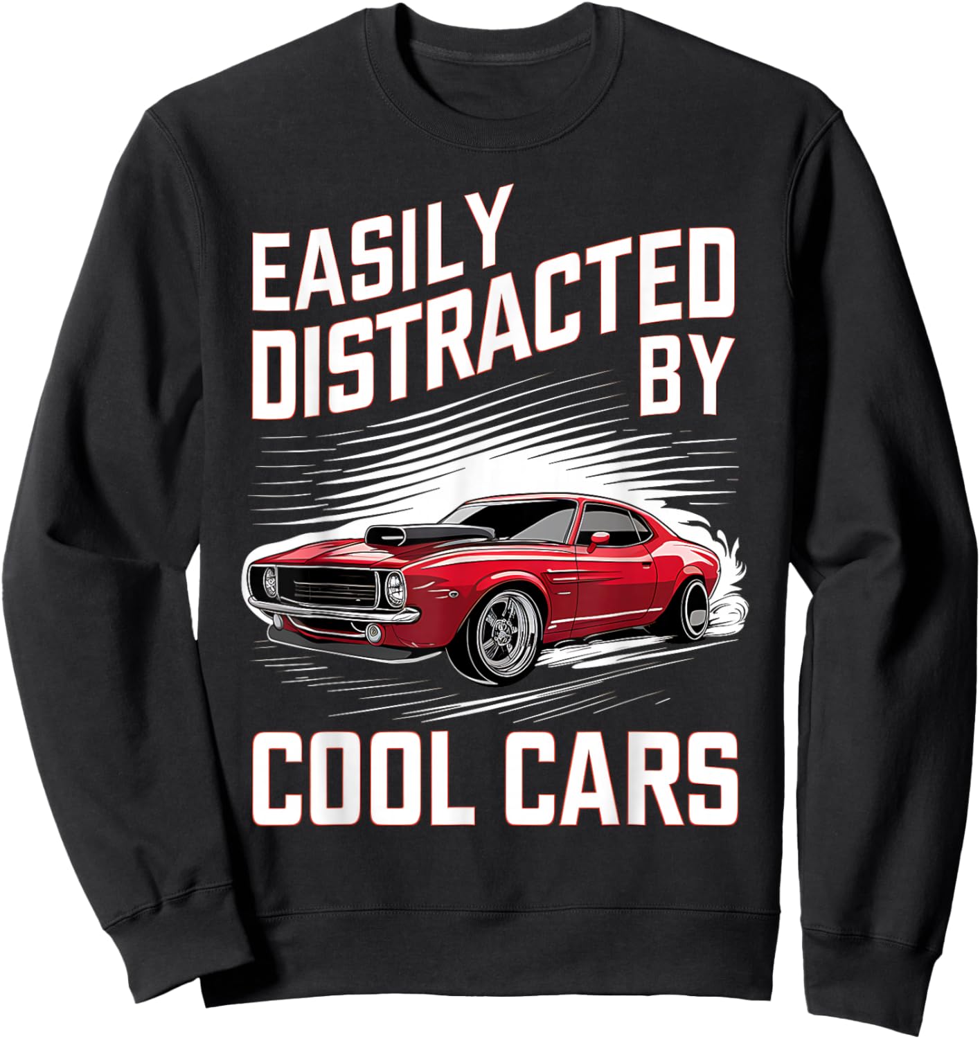 Boys Vintage Muscle Car Easily Distracted by Cool Cars Sweatshirt - Sweatshirt | Black