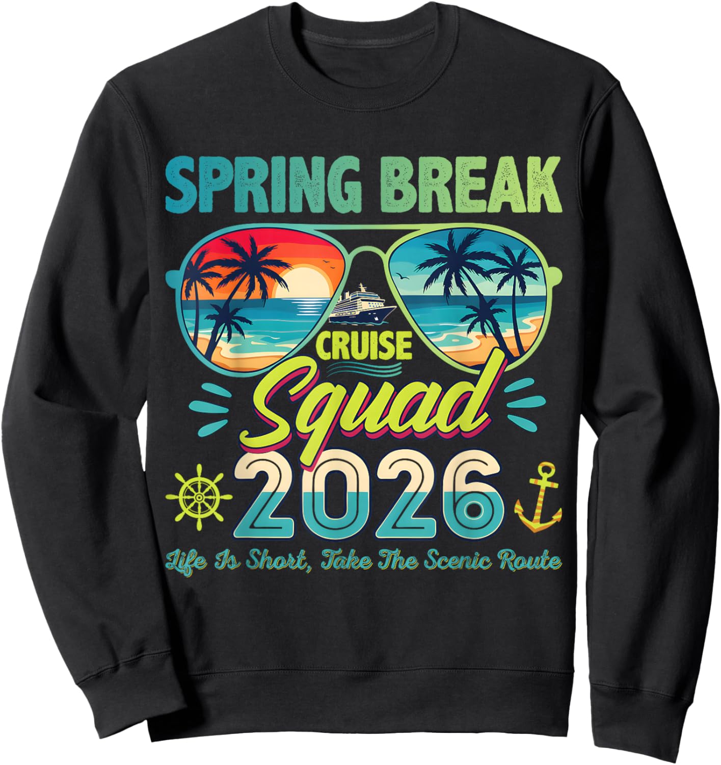 Spring Break Cruise Squad 2026 Vacation Matching Sunglasses Sweatshirt - Sweatshirt | Black