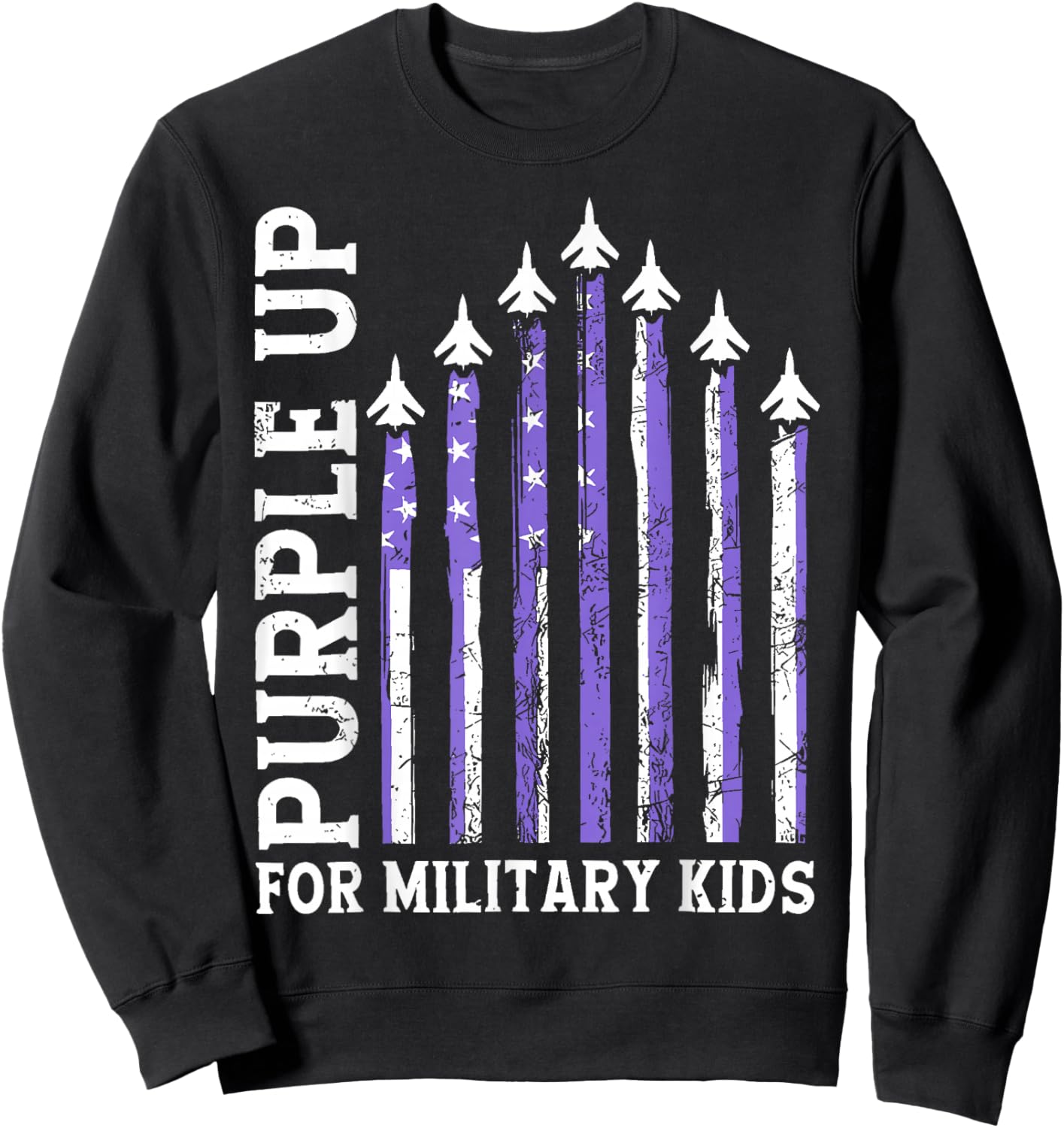 Purple Up Military Kids Month of Military Child Sweatshirt - Sweatshirt | Black