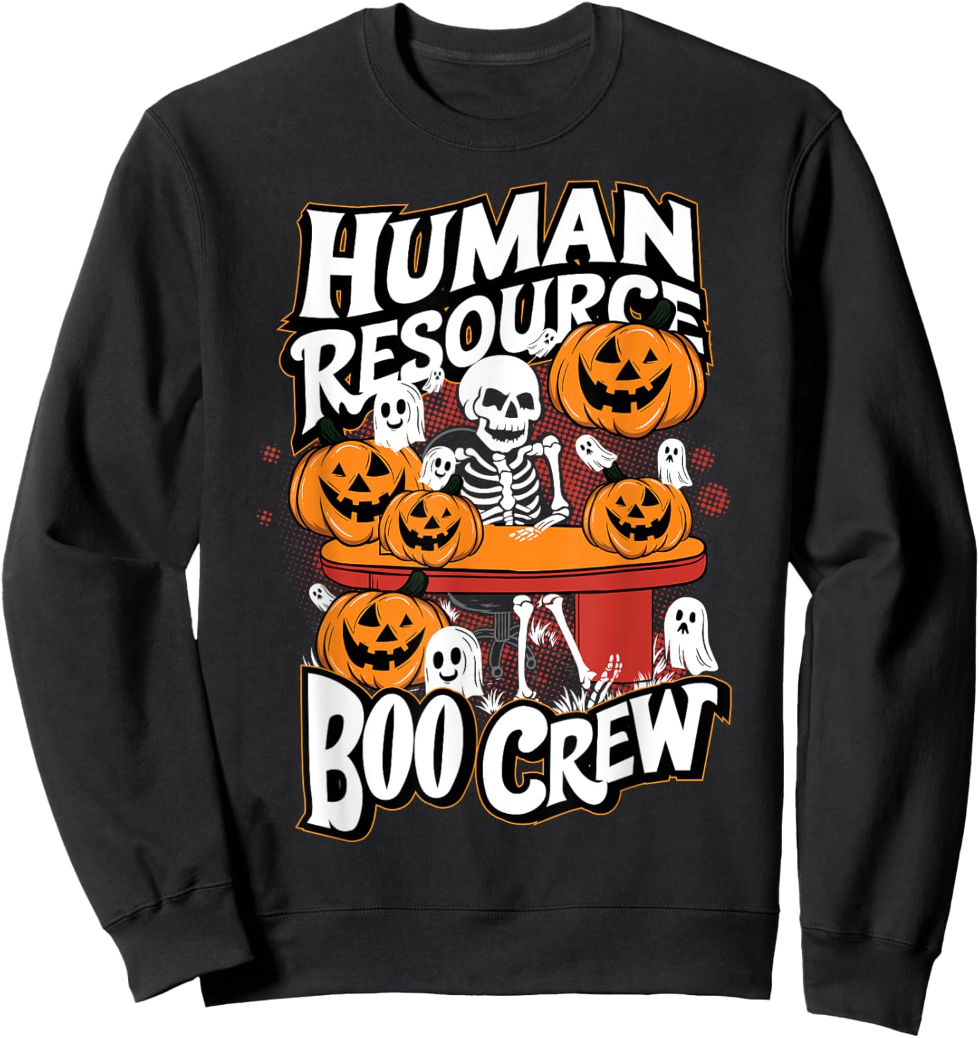 HR Boo Crew Halloween Ghost Trick Treat Squad Team Sweatshirt - Sweatshirt | Black
