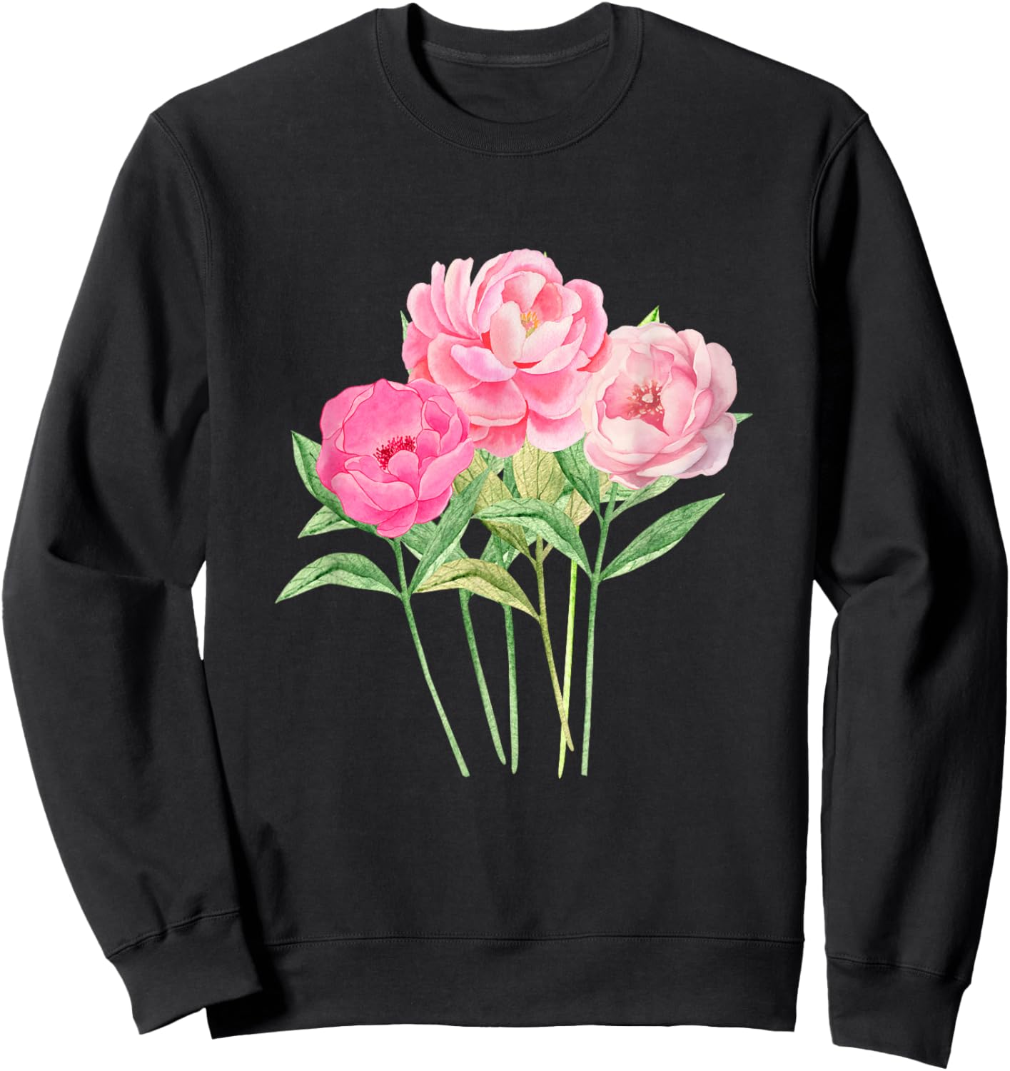Peony Flower - Bouquet of Peonies Women and Girls Sweatshirt - Sweatshirt | Black