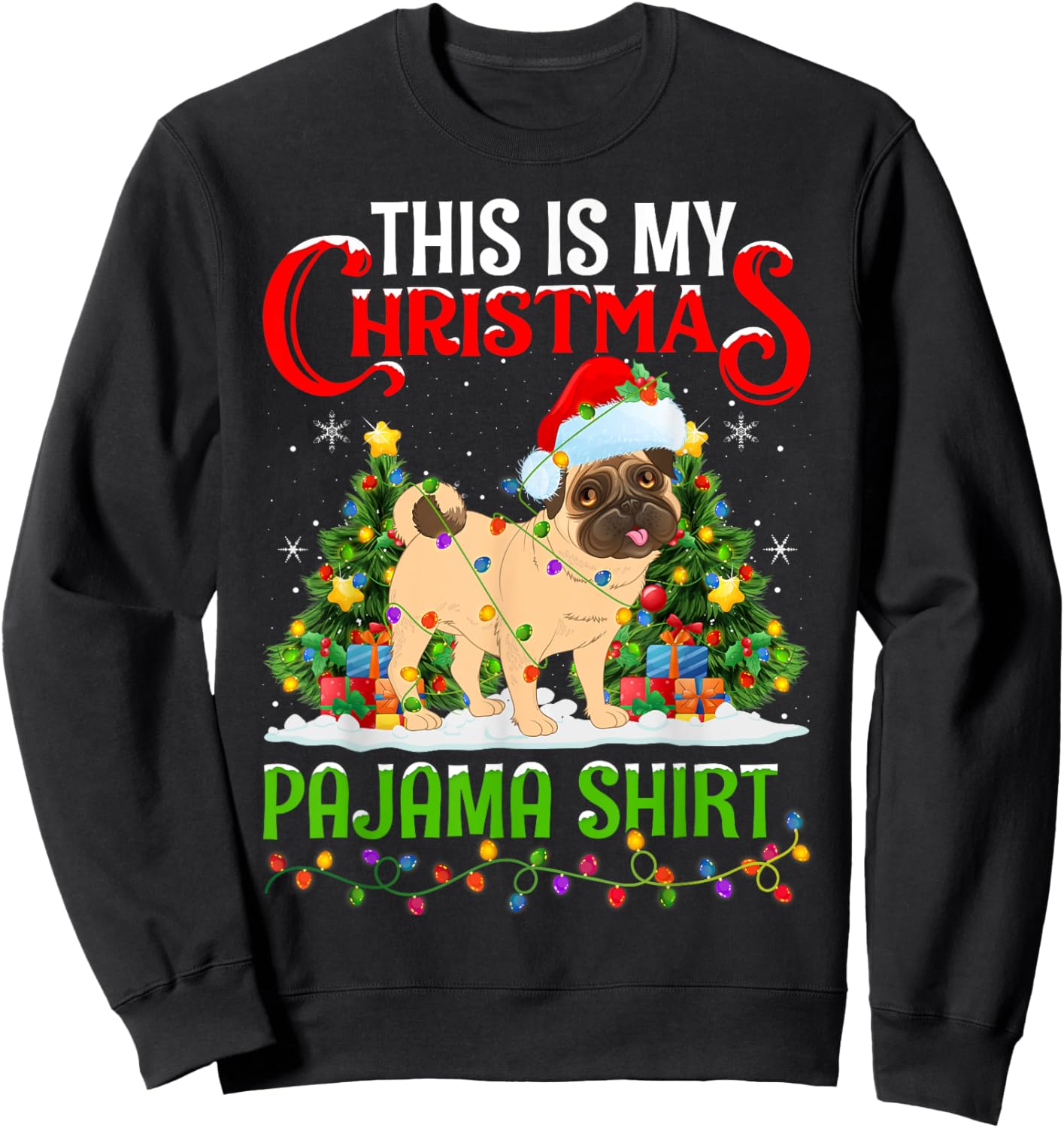 English Mastiff Dog Xmas Lights This Is My Christmas Pajama Women Kids Sweatshirt - Sweatshirt | Black