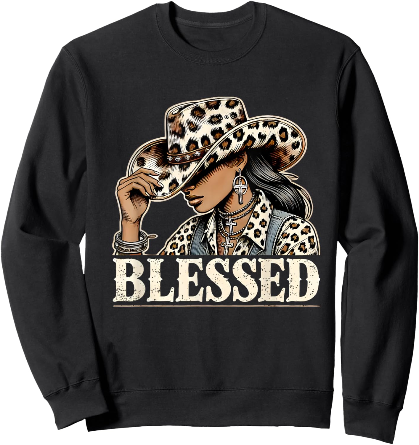 Vintage Cowgirl Black Western Cowgirl African Christian Sweatshirt - Sweatshirt | Black
