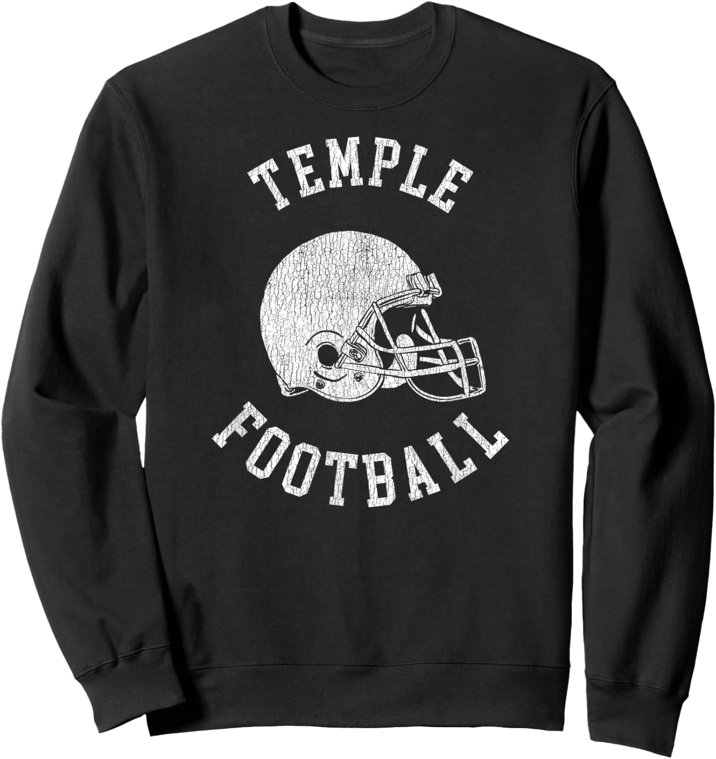 Temple Football Throwback Football Helmet Retro Distressed Sweatshirt - Sweatshirt | Black