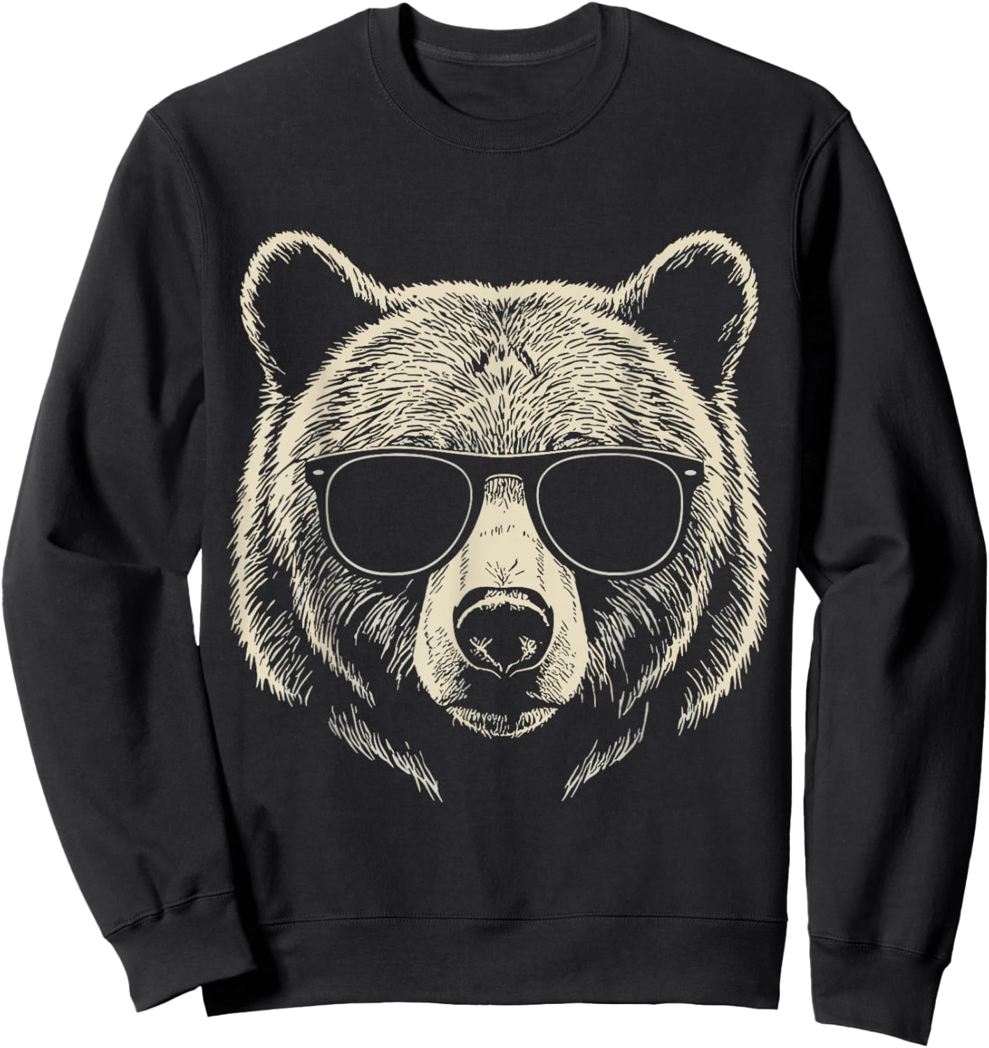 Bear Wearing Sunglasses Graphic Bears Shirt Men Women Kids Sweatshirt - Sweatshirt | Black