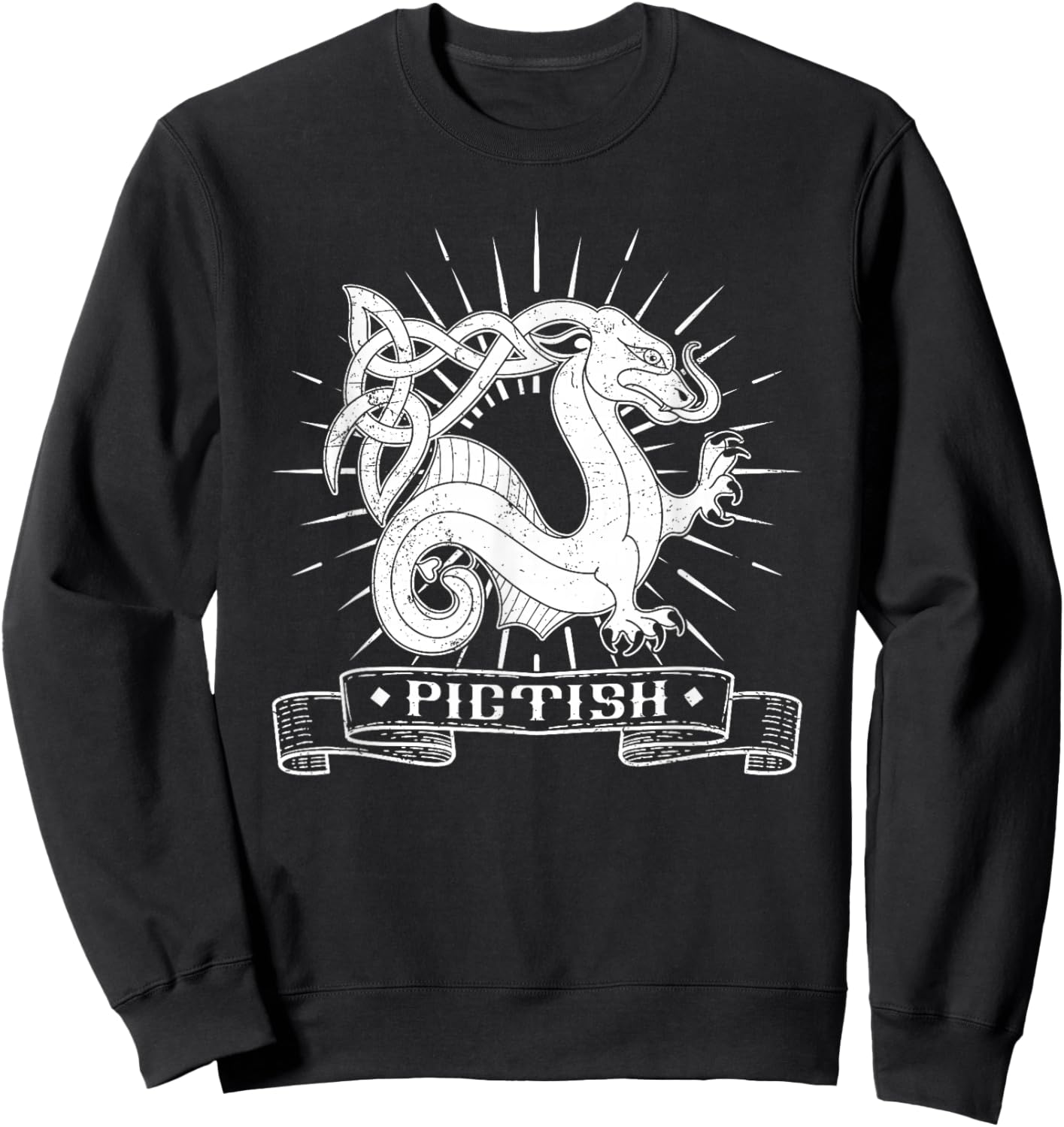 Picten British Scotland Scottish Dragon Beast National Sweatshirt - Sweatshirt | Black