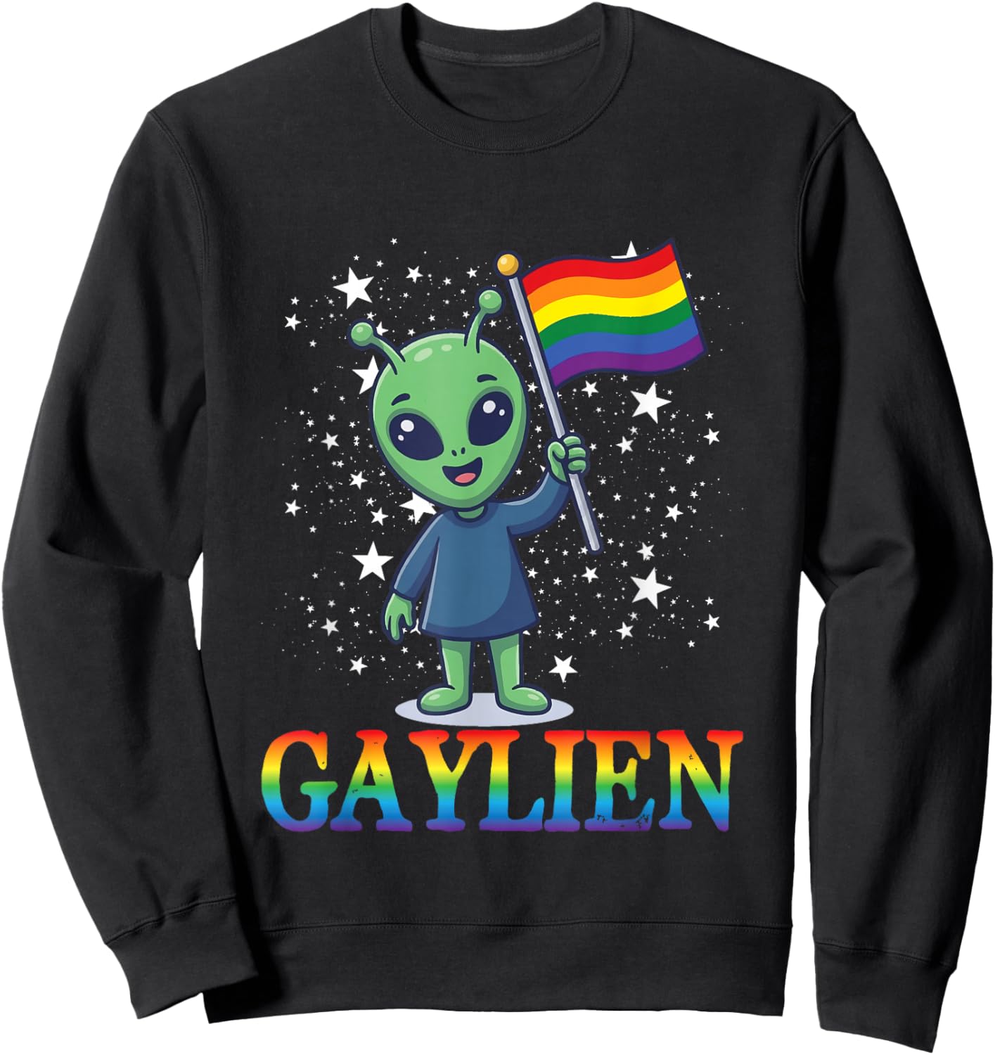 Gaylien Pride Rainbow Flag Queer Gay Alien CSD Party LGBTQ Sweatshirt - Sweatshirt | Black
