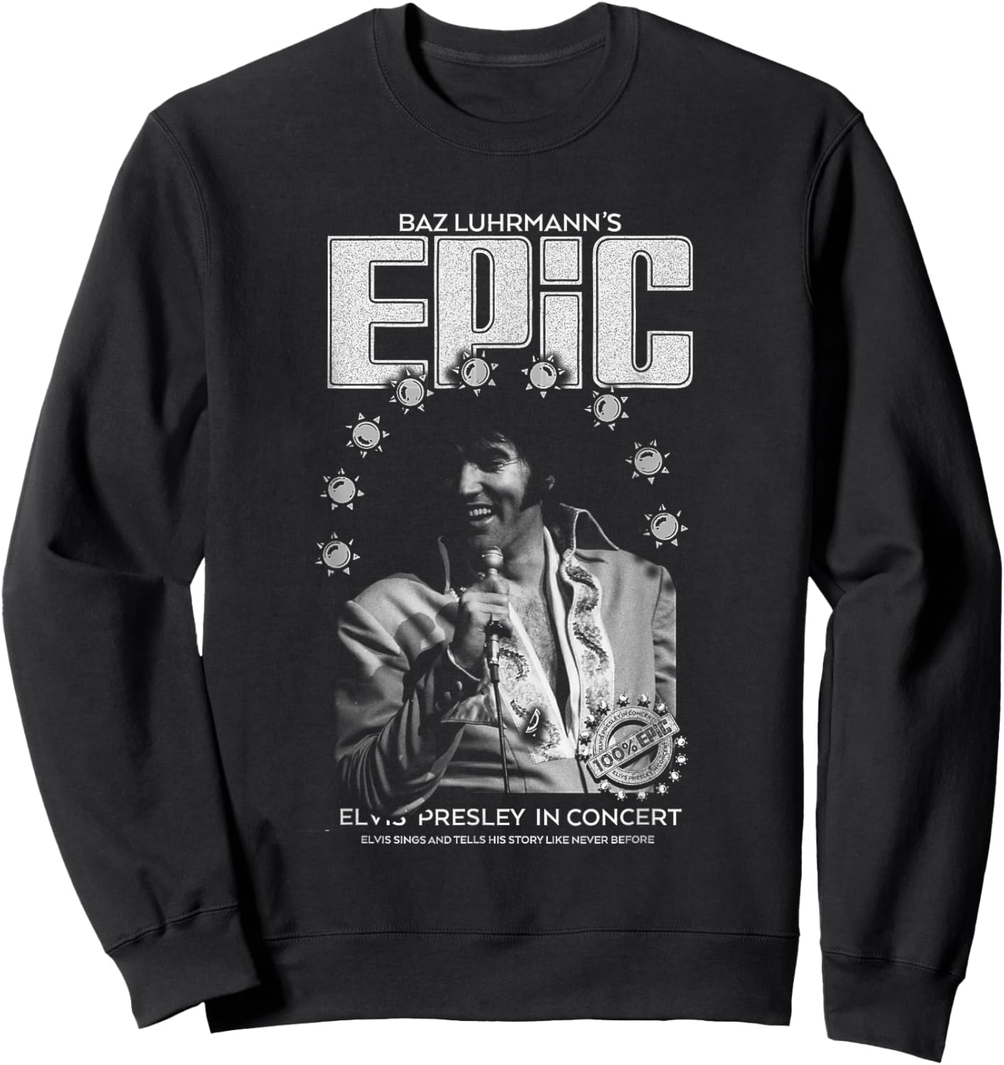 Elvis Presley Epic Black and White Portrait Sweatshirt - Sweatshirt | Black