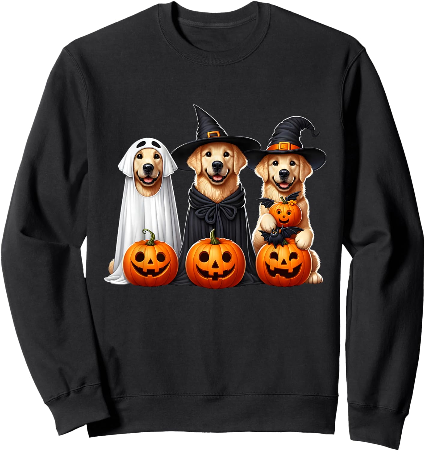 Golden Retriever Ghost Halloween Dog Lovers Men Women Kids Sweatshirt - Sweatshirt | Black