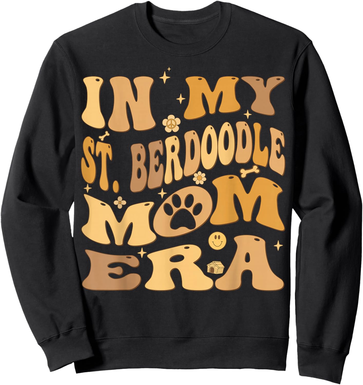 In My St Berdoodle Mom Era Groovy Saint Berdoodle Dog Sweatshirt - Sweatshirt | Black