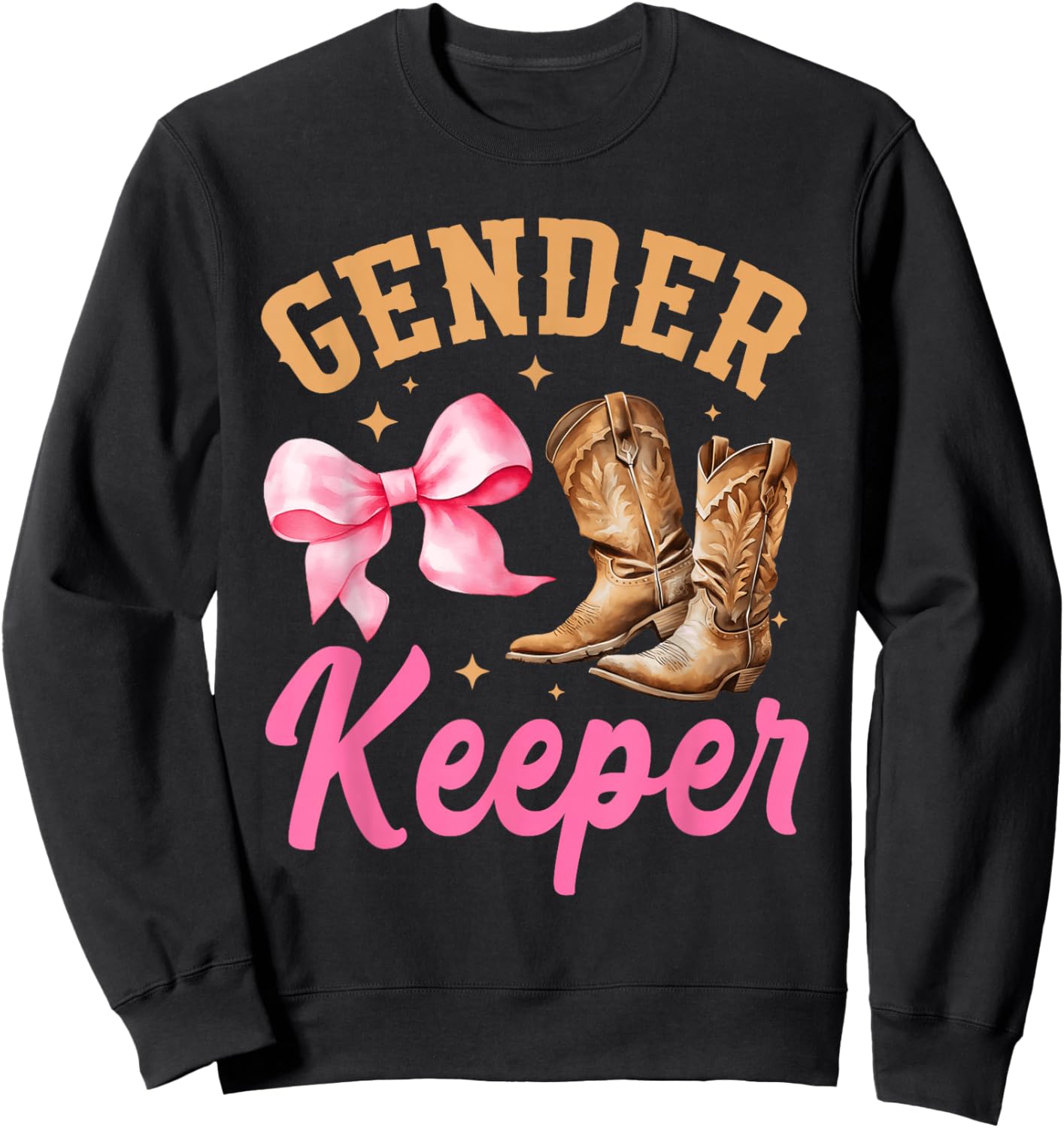Boots Or Bows Gender Keeper of The Gender Reveal Family Sweatshirt - Sweatshirt | Black