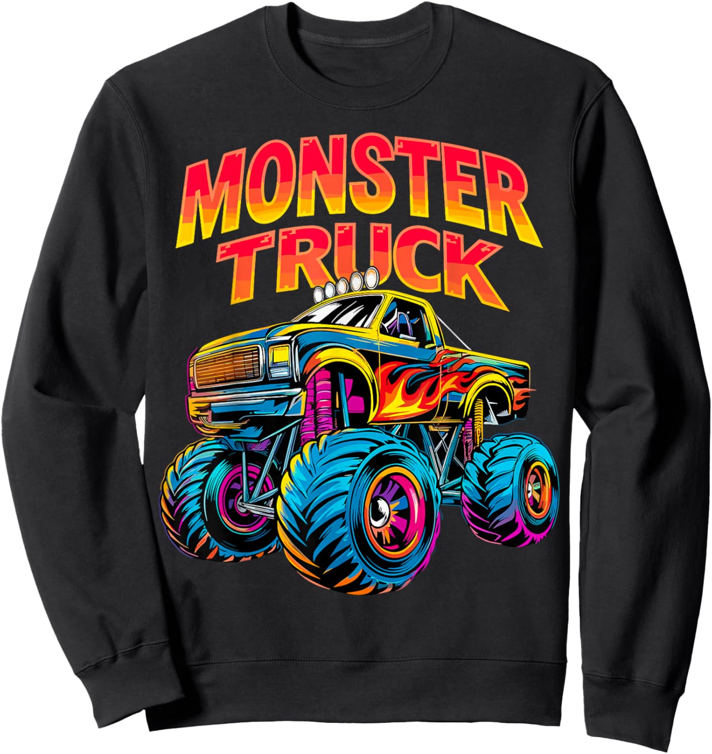 Monster Truck Retro Colorful Sweatshirt - Sweatshirt | Black