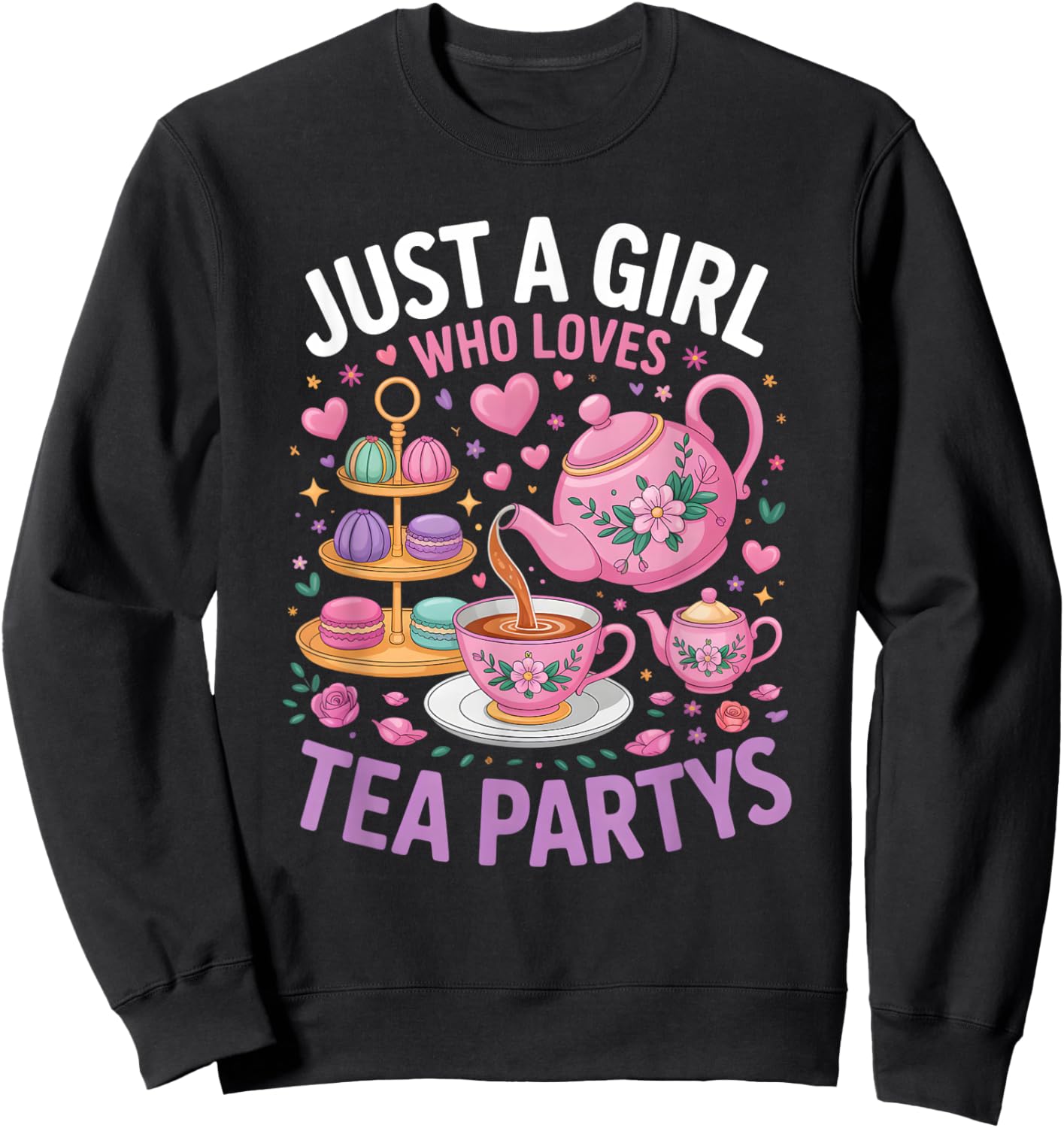 Girls Tea Party Sweatshirt - Sweatshirt | Black