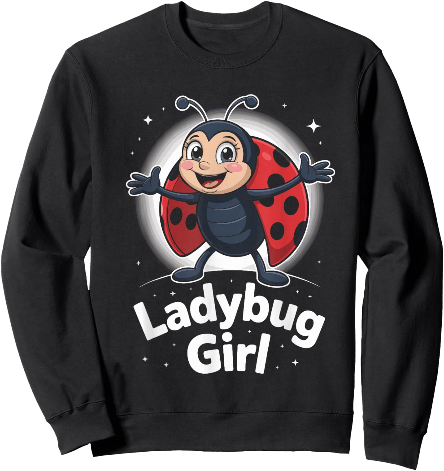 Ladybug Girl Cartoon Garden Bug Kids Birthday Party Sweatshirt - Sweatshirt | Black