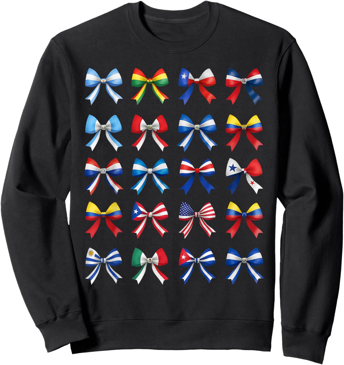 Hispanic Heritage Month Countries Flags Maestra Coquette Bow Sweatshirt - Sweatshirt | Black