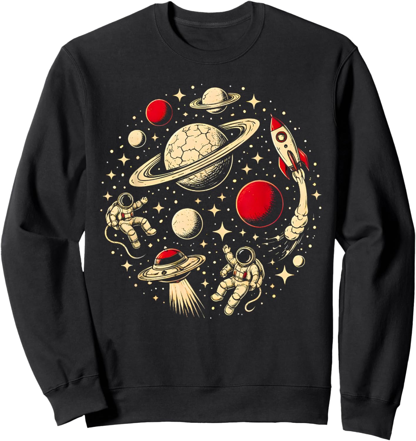 Cool Astronaut Galaxy Rocket Stars for Kids Boys Girls Funny Sweatshirt - Sweatshirt | Black
