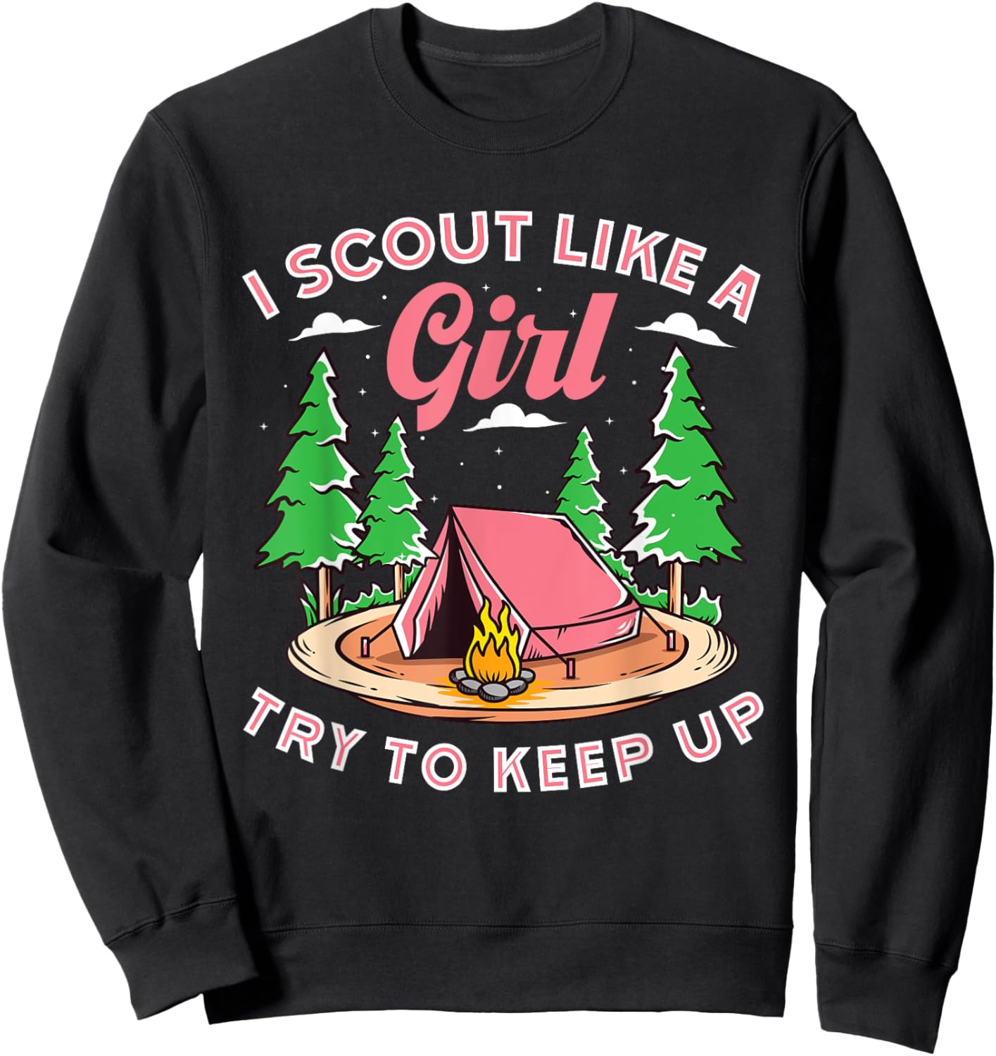 I Scout Like A Girl Try To Keep Up, Scouting Retro Sweatshirt - Sweatshirt | Black