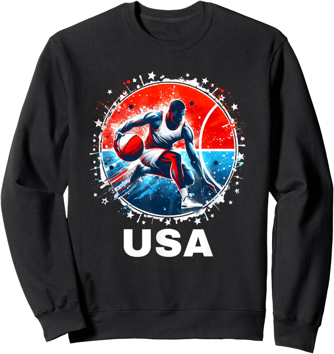 Basketball USA Team Men Women Kids Basketball Apparel USA Sweatshirt - Sweatshirt | Black