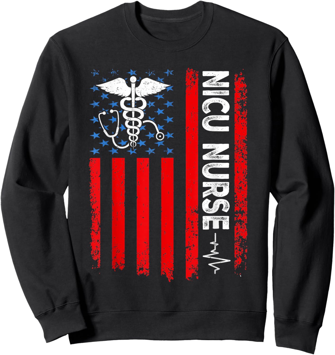 NICU Nurse American Flag Patriotic NICU Nurse 4th Of July Men Sweatshirt - Sweatshirt | Black
