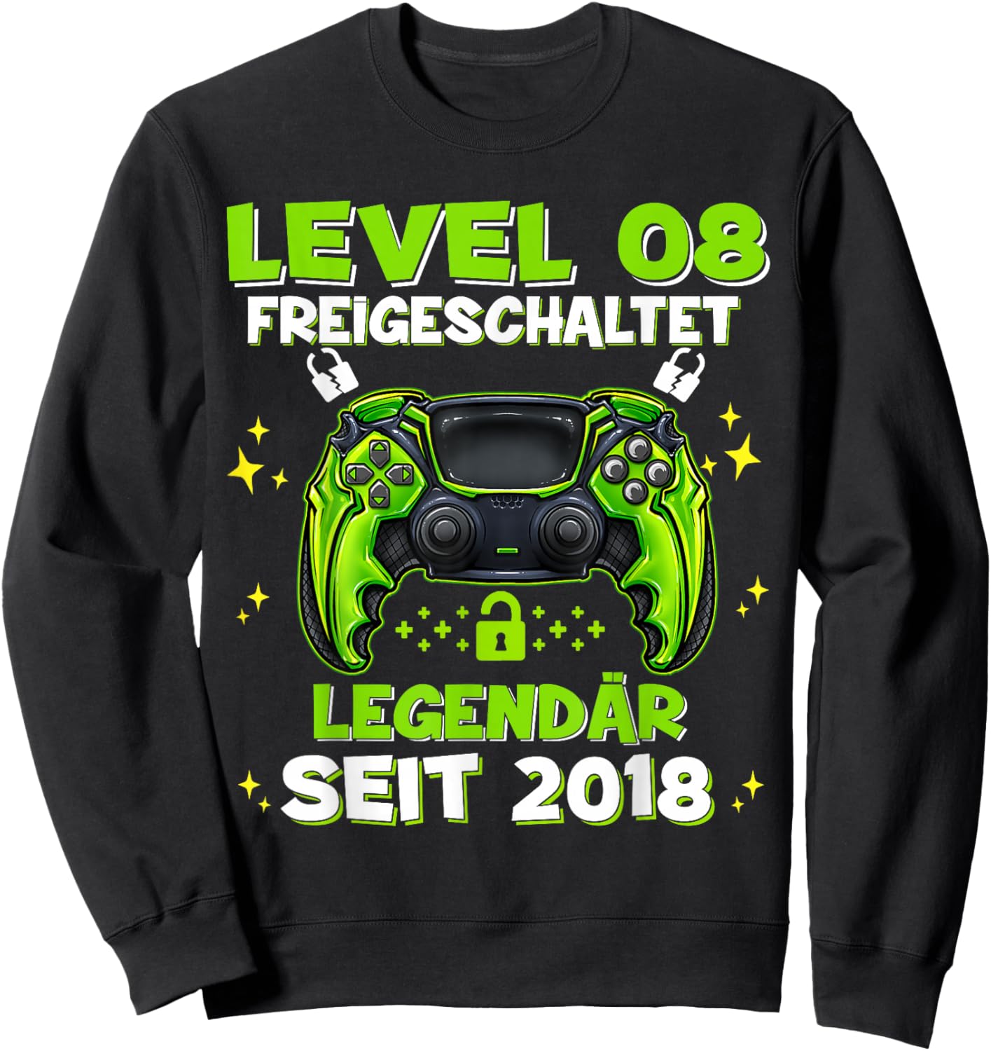 Level 8 Years Birthday Shirt Boy Gamer 2018 Birthday Sweatshirt - Sweatshirt | Black