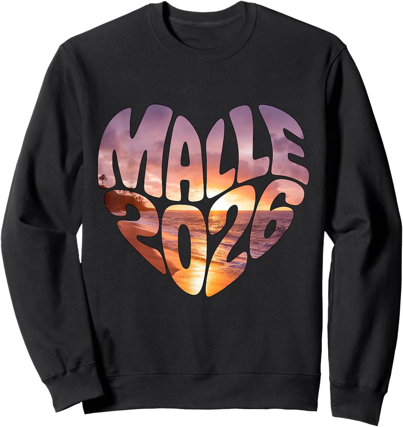 Malle 2026 Heart Shape Mallorca Heart Shape Party Holiday Fun Sweatshirt - Sweatshirt | Black