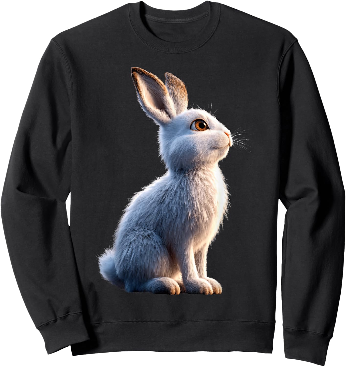 Rabbit Snow Hare Hare Fleece Hare White Rabbit Sweatshirt - Sweatshirt | Black