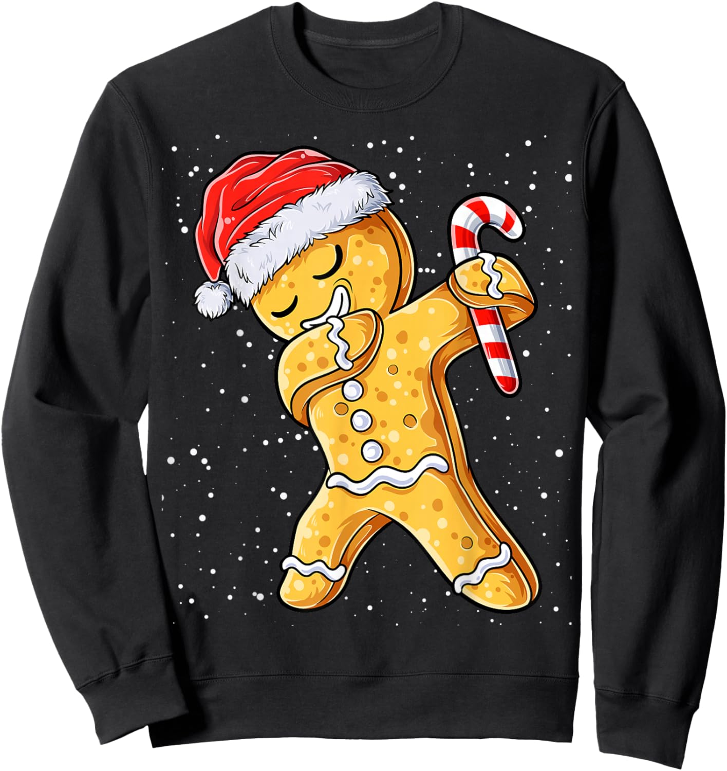 Gingerbread Man Dabbing Cool Christmas Cookie Dab Xmas Kids Sweatshirt - Sweatshirt | Black