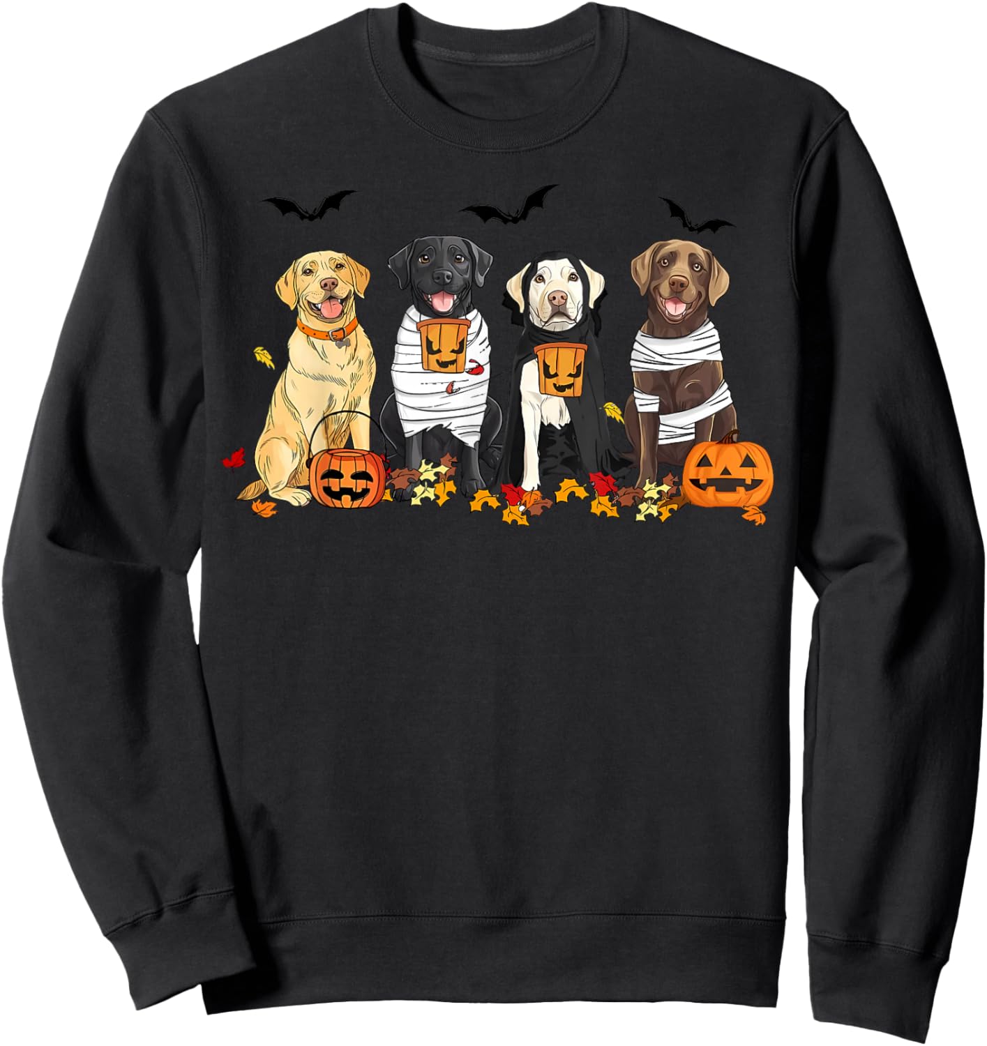 Labrador Retriever Dogs Ghost Witch Mummy Halloween Pumpkins Sweatshirt - Sweatshirt | Black