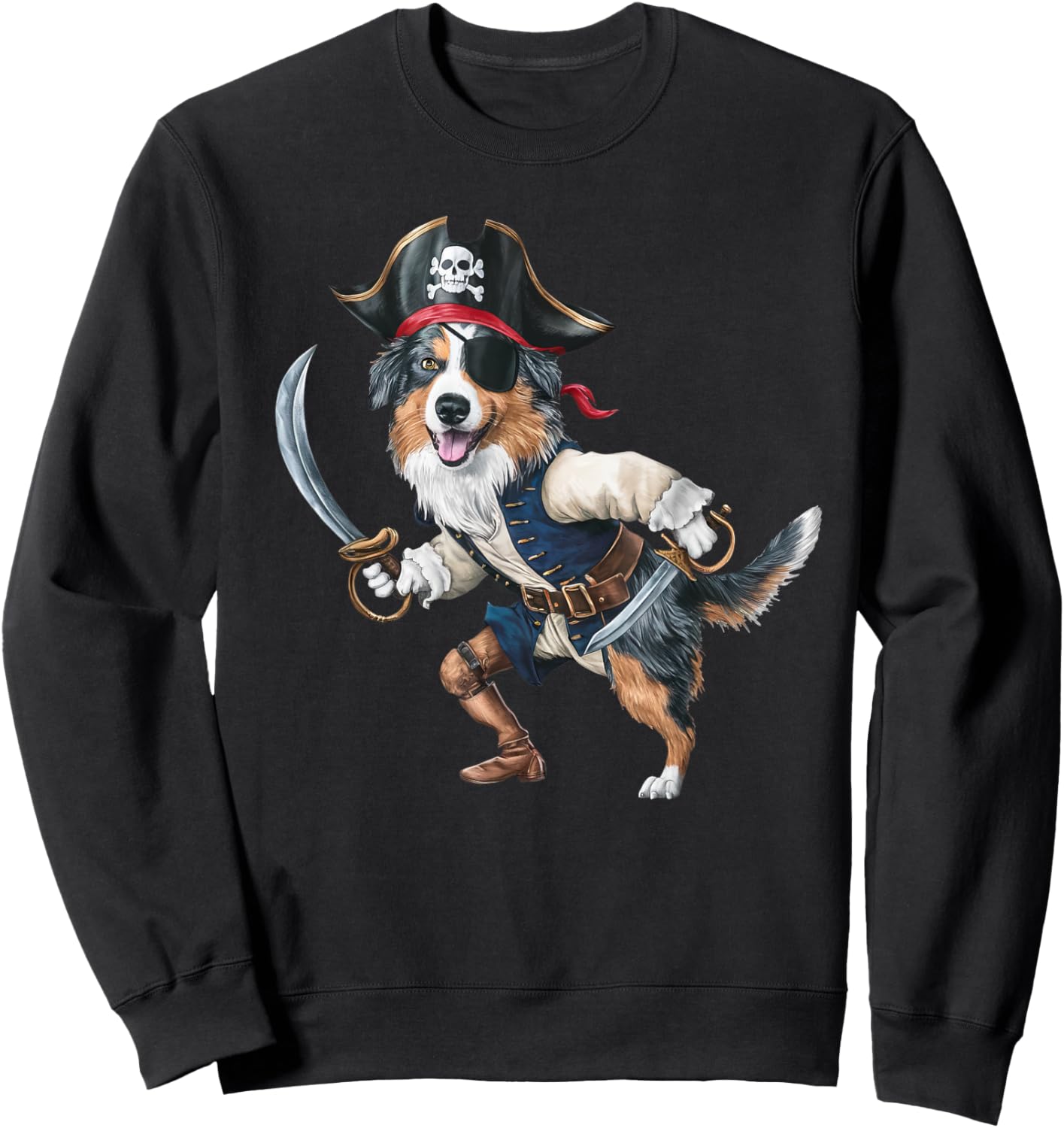 Australian Shepherd Pirate Halloween Kids Pirate Sweatshirt - Sweatshirt | Black