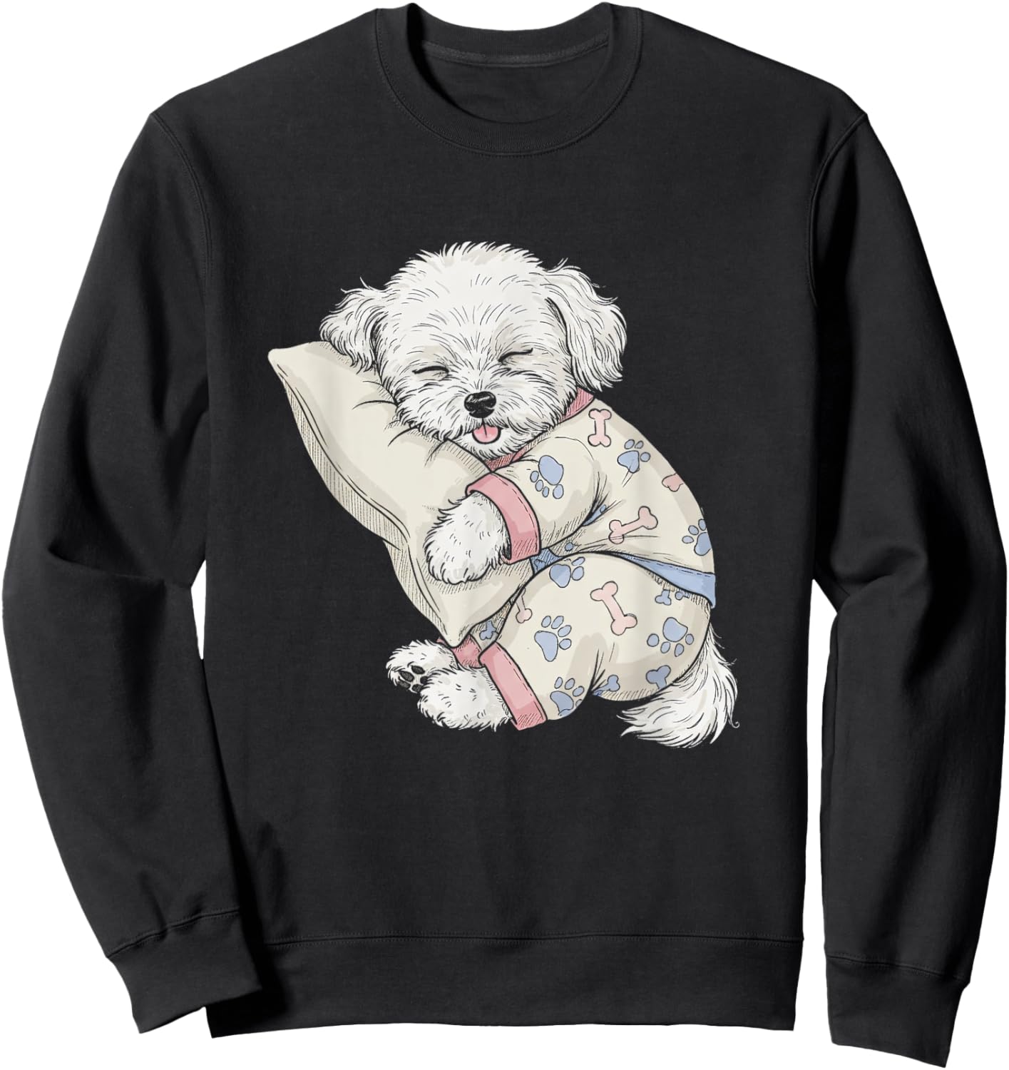 Funny Sleepy Bichon Frise Pajama Men Women Kids Sweatshirt - Sweatshirt | Black