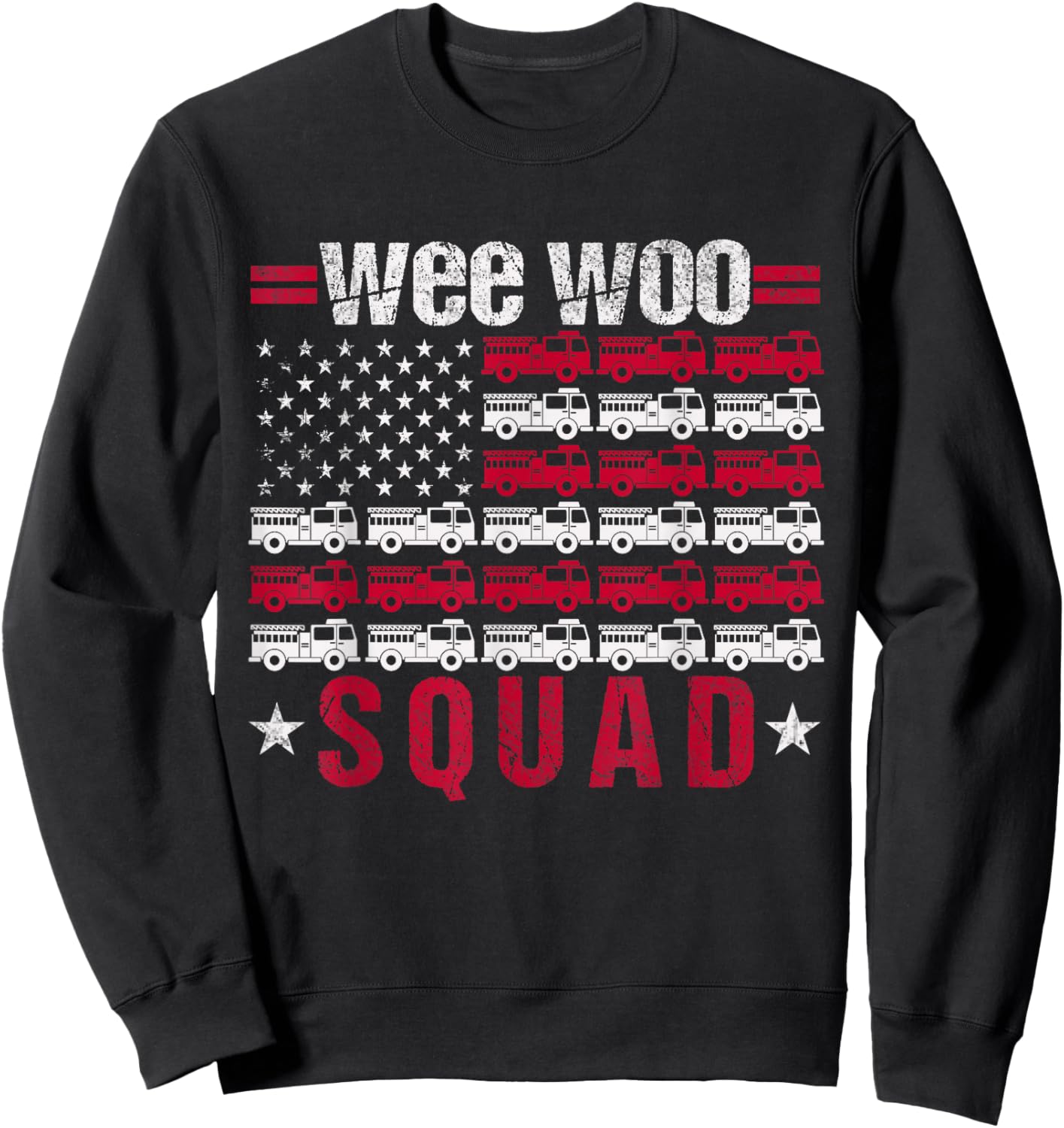 Funny Wee Woo Squad Fire Truck Design for Kids and Adults Sweatshirt - Sweatshirt | Black