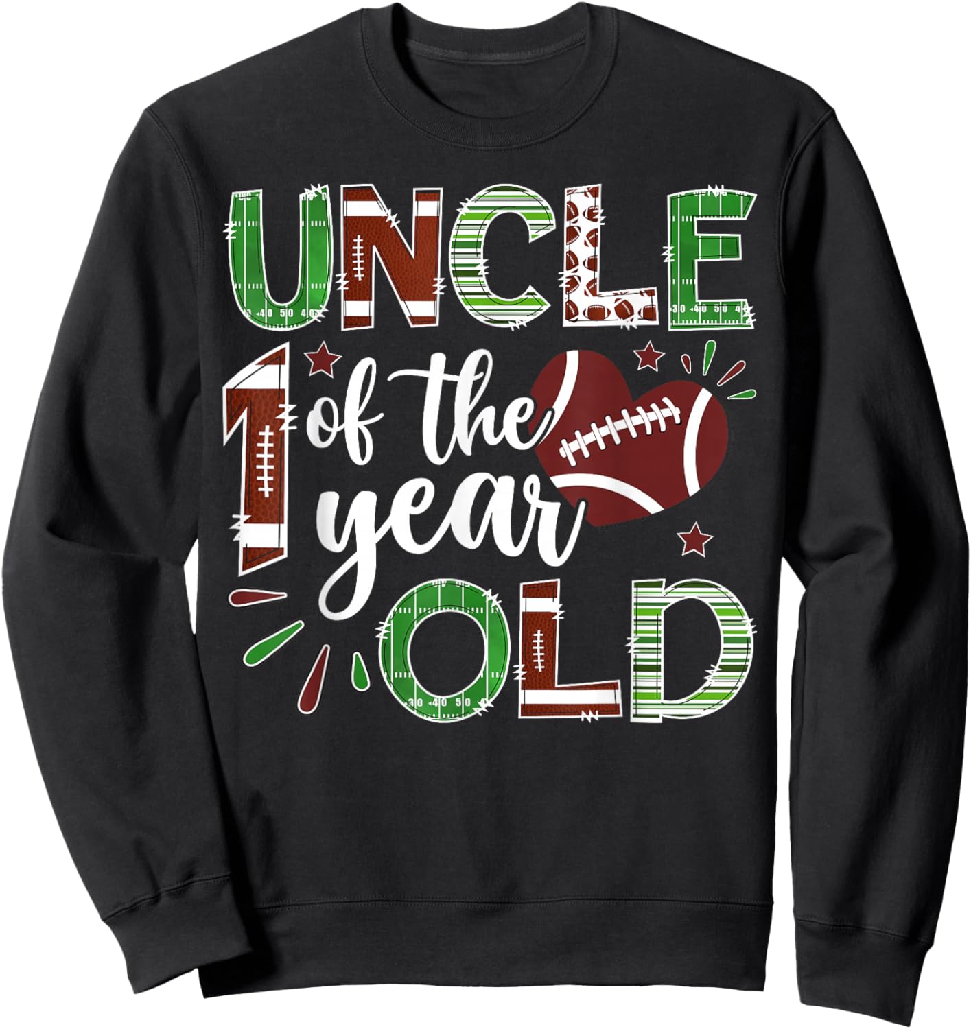 Uncle of The 1 Year Old Football First Birthday Boy Matching Sweatshirt - Sweatshirt | Black