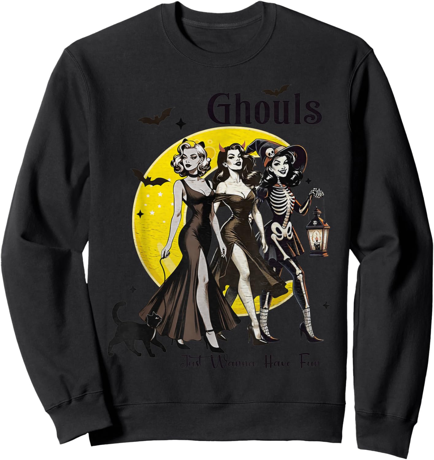 Ghouls Just Wanna Have Fun Women Funny Halloween Sweatshirt - Sweatshirt | Black